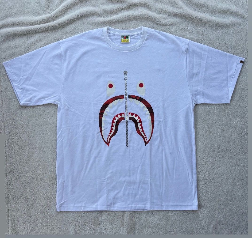 Bape Bape White/Red Shark Tee Size US XXL / EU 58 / 5 - 1 Preview