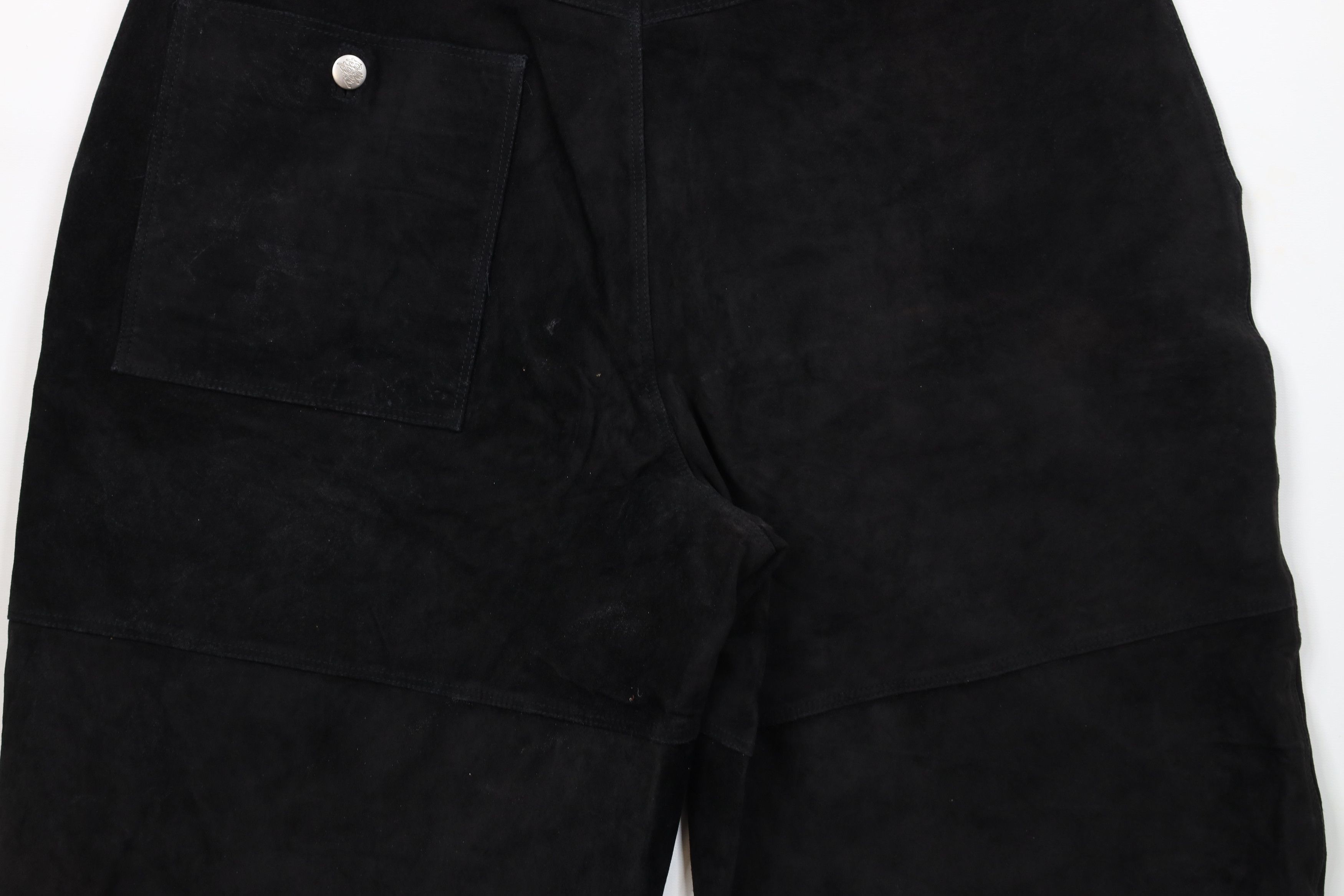 Pelle Pelle × Vintage Vintage 90s Pelle Pelle Suede Leather Baggy Shorts Black Size US 36 / EU 52 - 13 Thumbnail