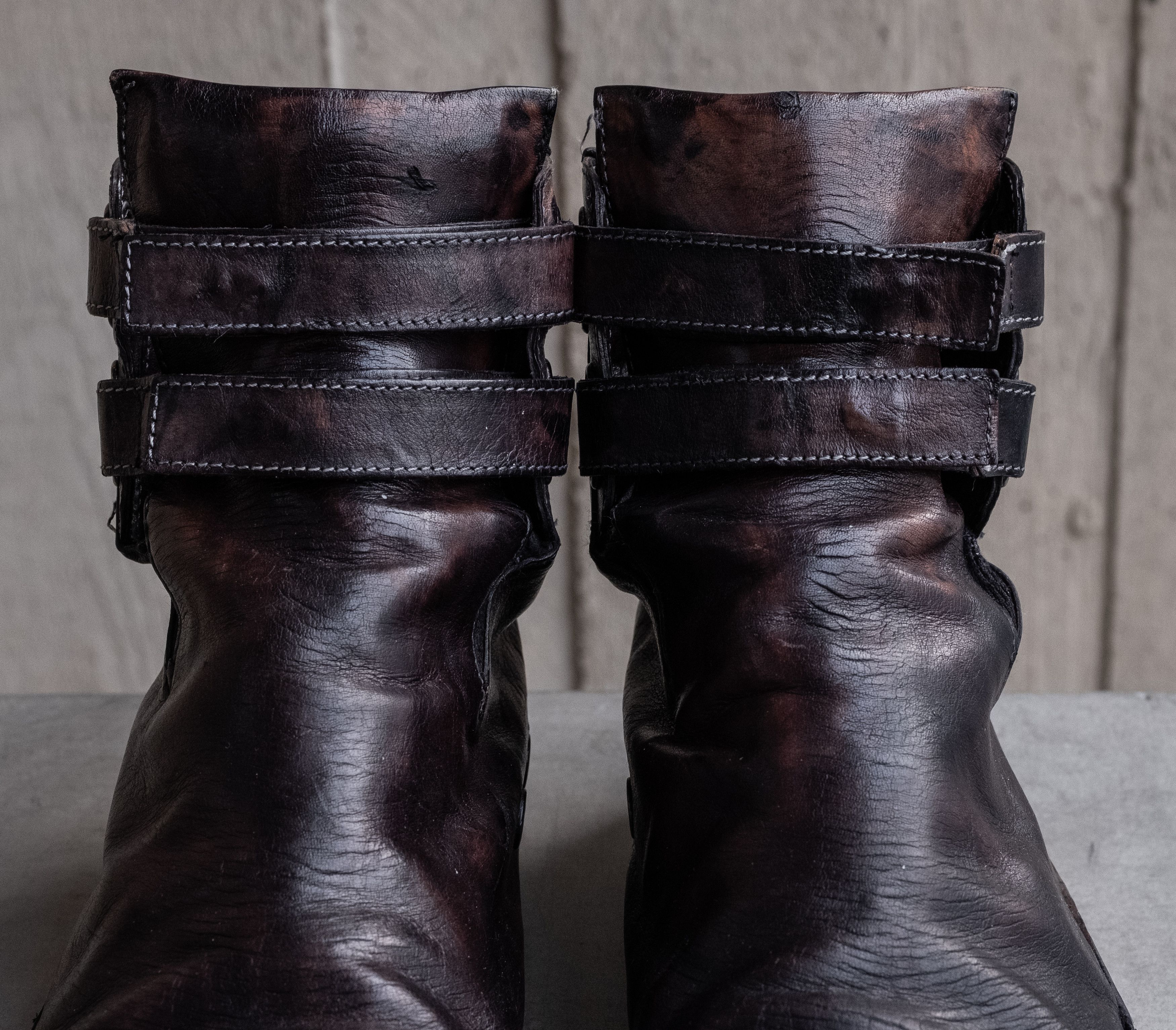 image of A Diciannoveventitre x A1923 Kangaroo Leather One Piece Strap High-Top Sneakers, 43 in Dark Brown (