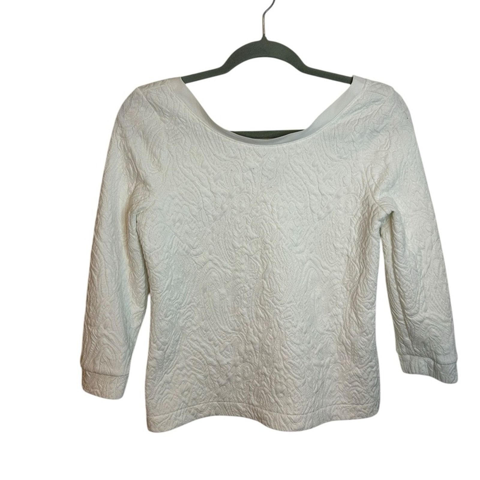 Banana Republic Banana Republic White Textured Scoop Back Top Size S / US 4 / IT 40 - 1 Thumbnail