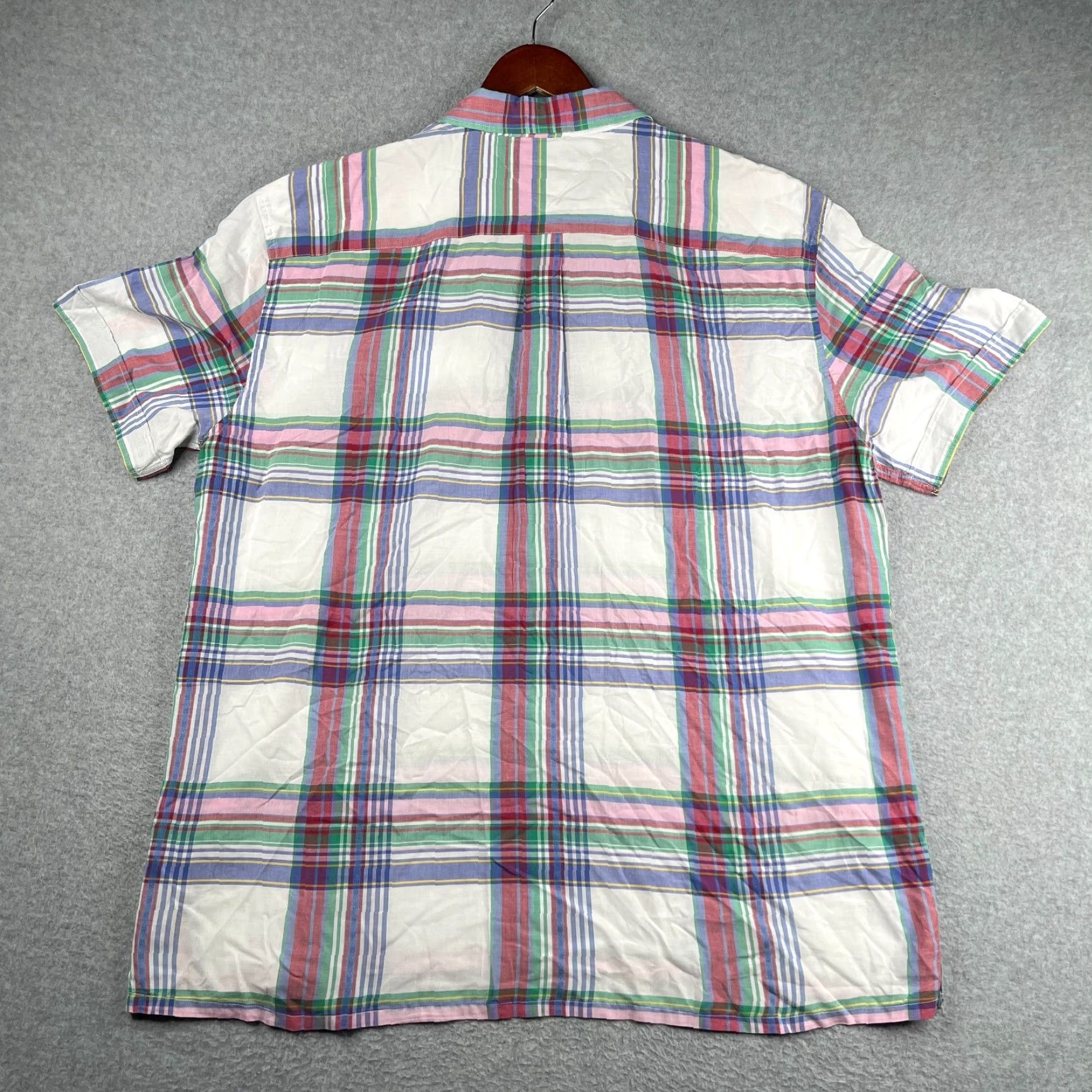 Tommy Hilfiger Tommy Hilfiger Shirt Button-Up Short Sleeve Mens 2XL White Colorful Plaid Pocket Size US XXL / EU 58 / 5 - 7 Thumbnail