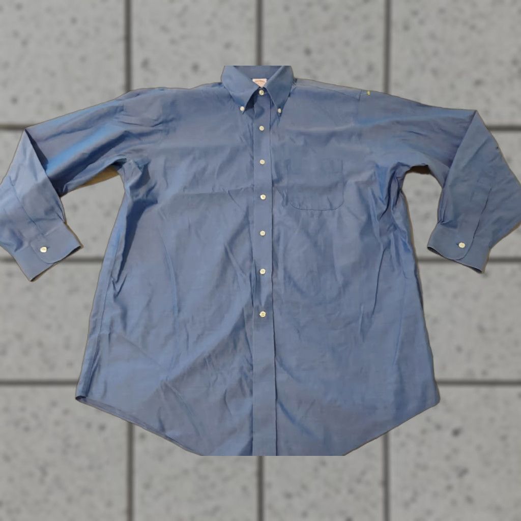 Brooks Brothers Mens Brooks Brothers Dress Shirt 16 33 Blue Button Cotton Size 42R - 1 Thumbnail