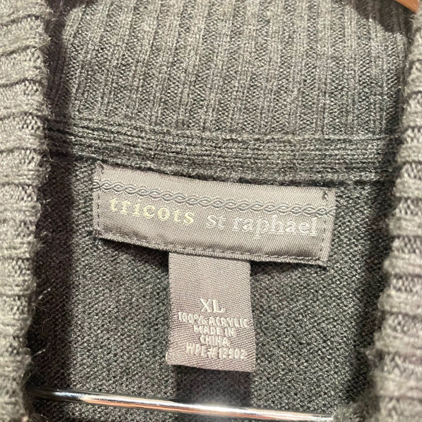 Vintage Tricots St Raphael Mens XL Gray 1/4 Zip Pullover Sweater Acrylic Knit Mock Neck Geometric Knit Size US XL / EU 56 / 4 - 2 Thumbnail