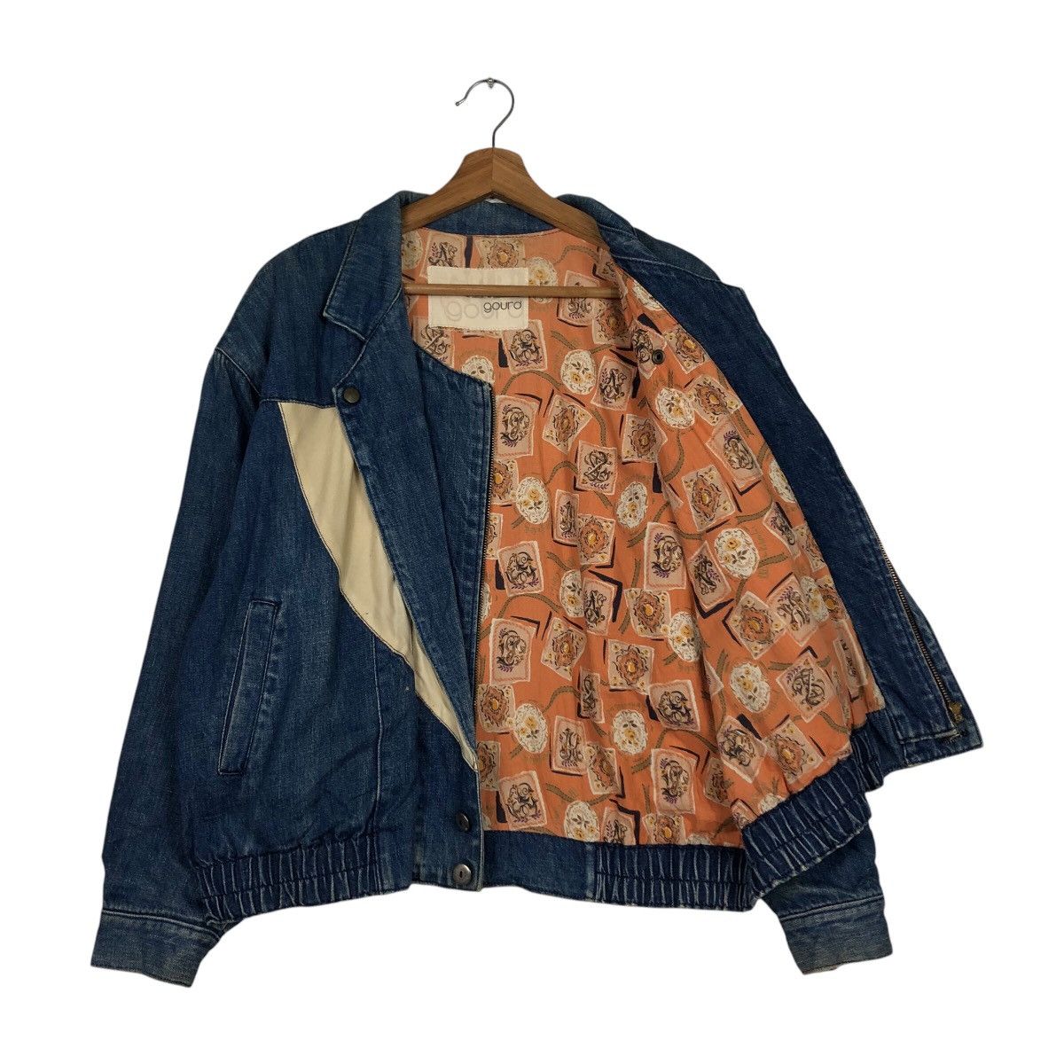 Japanese Brand × Vintage 📌Vtg Denim Bomber Jacket Gourd Double Collar Issey Miyake Size US M / EU 48-50 / 2 - 12 Thumbnail