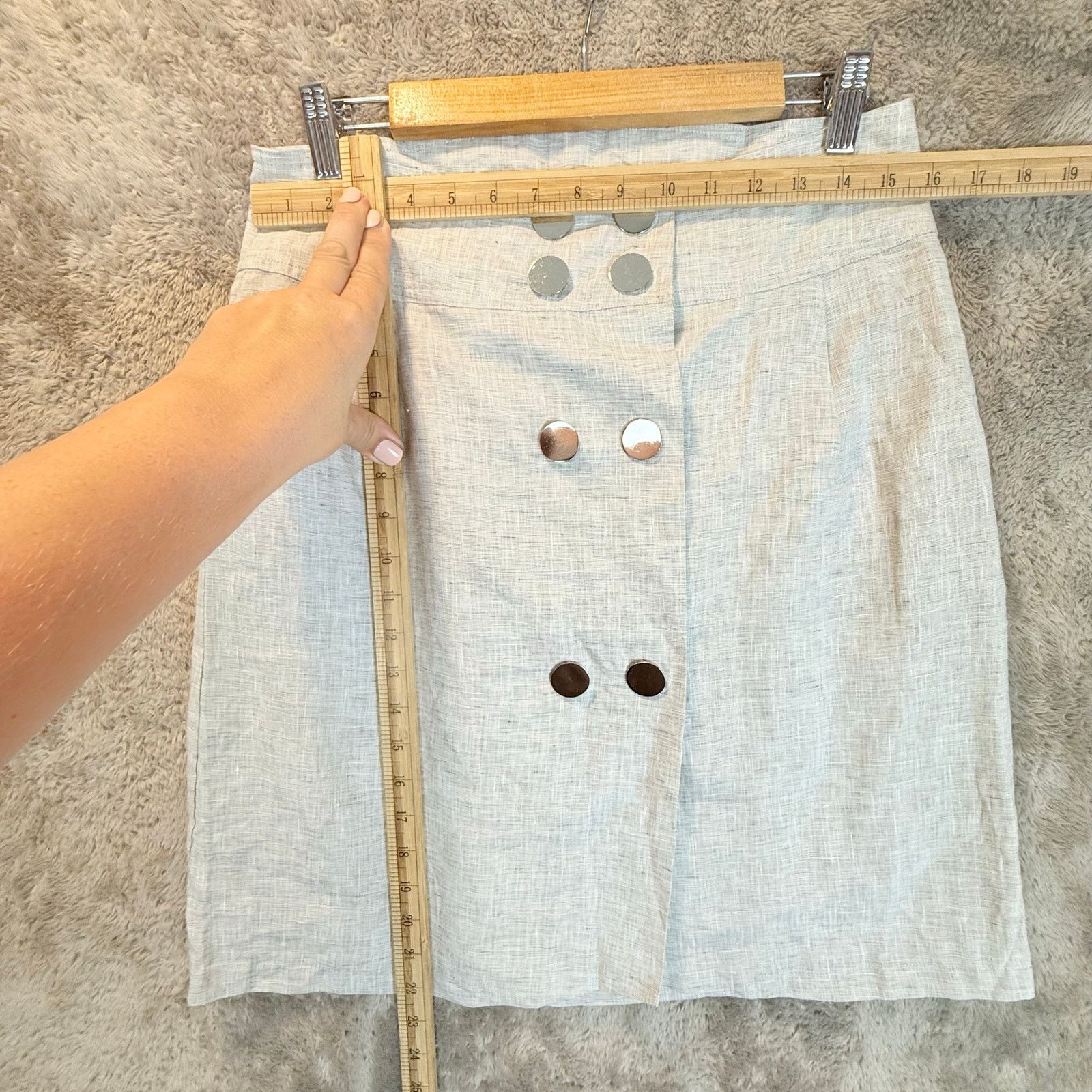 Anthropologie Lauren Moffatt Linen Button Wrap Skirt 10 Anthropologie Size 32" / US 10 / IT 46 - 7 Thumbnail