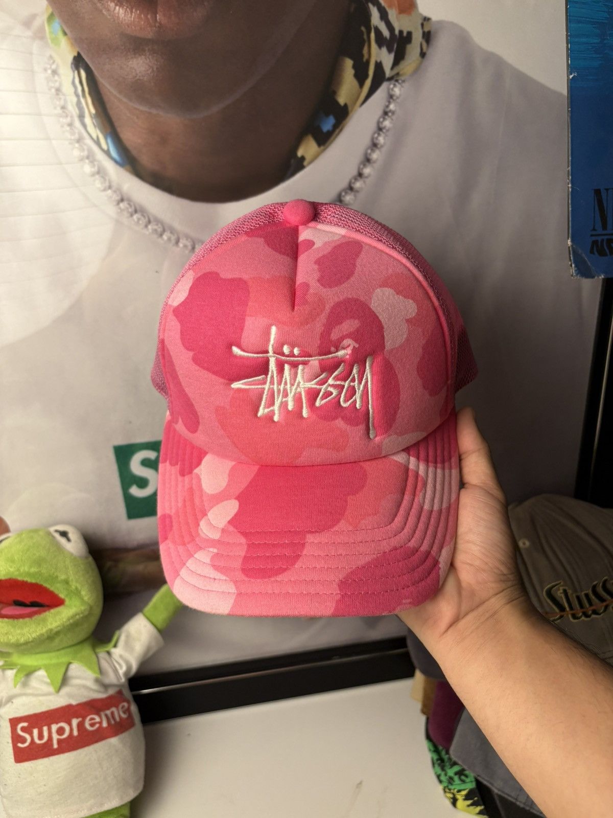 Bape × Stussy Stussy X Bape Pink Trucker Camo 2022 | Grailed