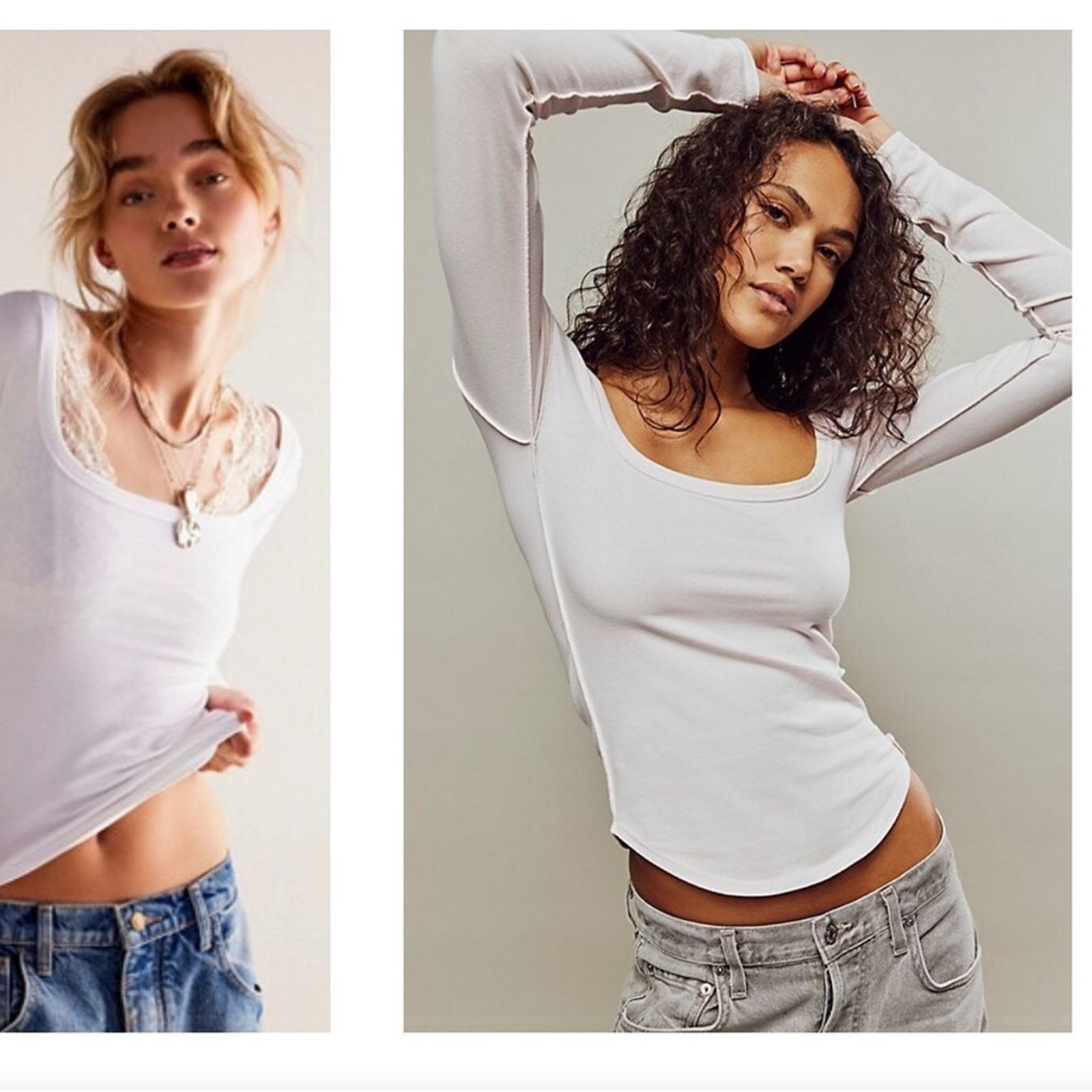 Free People We The Free Can’t Let Go Long Sleeve Tee – White – Size L Size L / US 10 / IT 46 - 2 Thumbnail