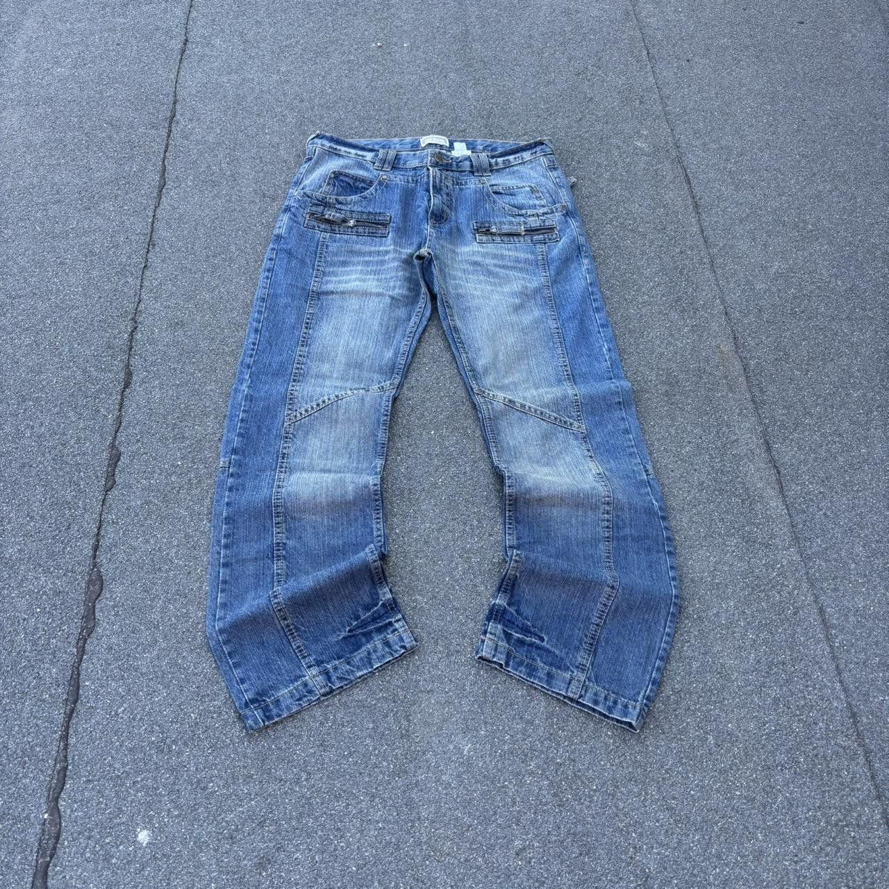 Japanese Brand × Vintage Vintage y2k 90s embroidered zipper details acid wash jeans Size US 33 - 1 Thumbnail