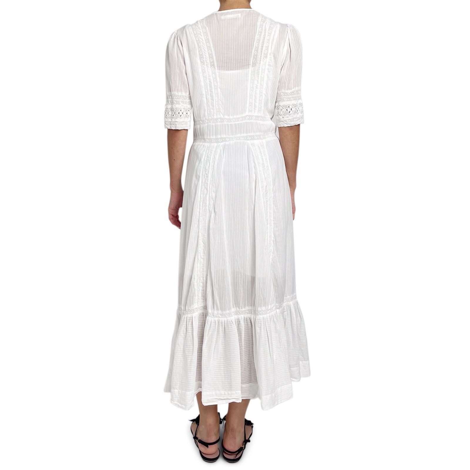 Maje White Long Sleeve Broderie Dress Size 4XL / US 24-26 - 5 Thumbnail