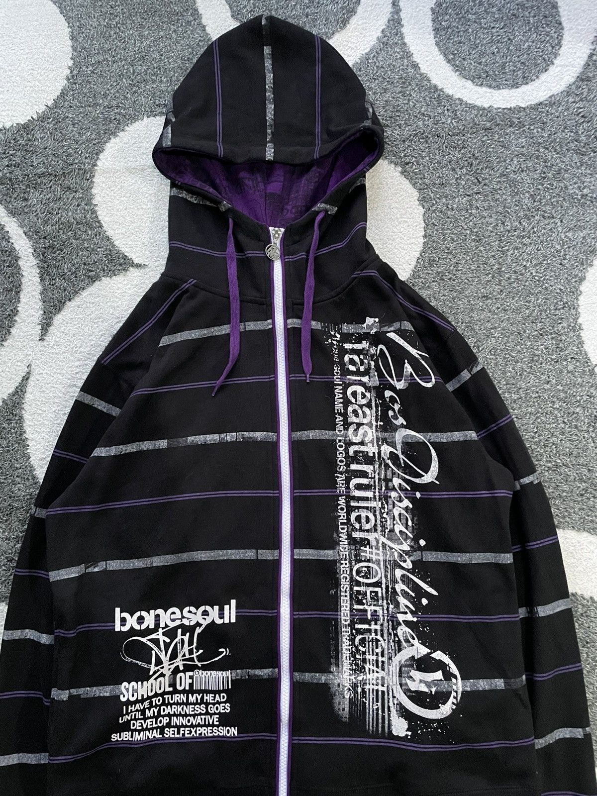 Japanese Brand B-ONE SOUL JAPAN STENCIL GRAPHIC ZIP HOODIE Size US M / EU 48-50 / 2 - 3 Thumbnail