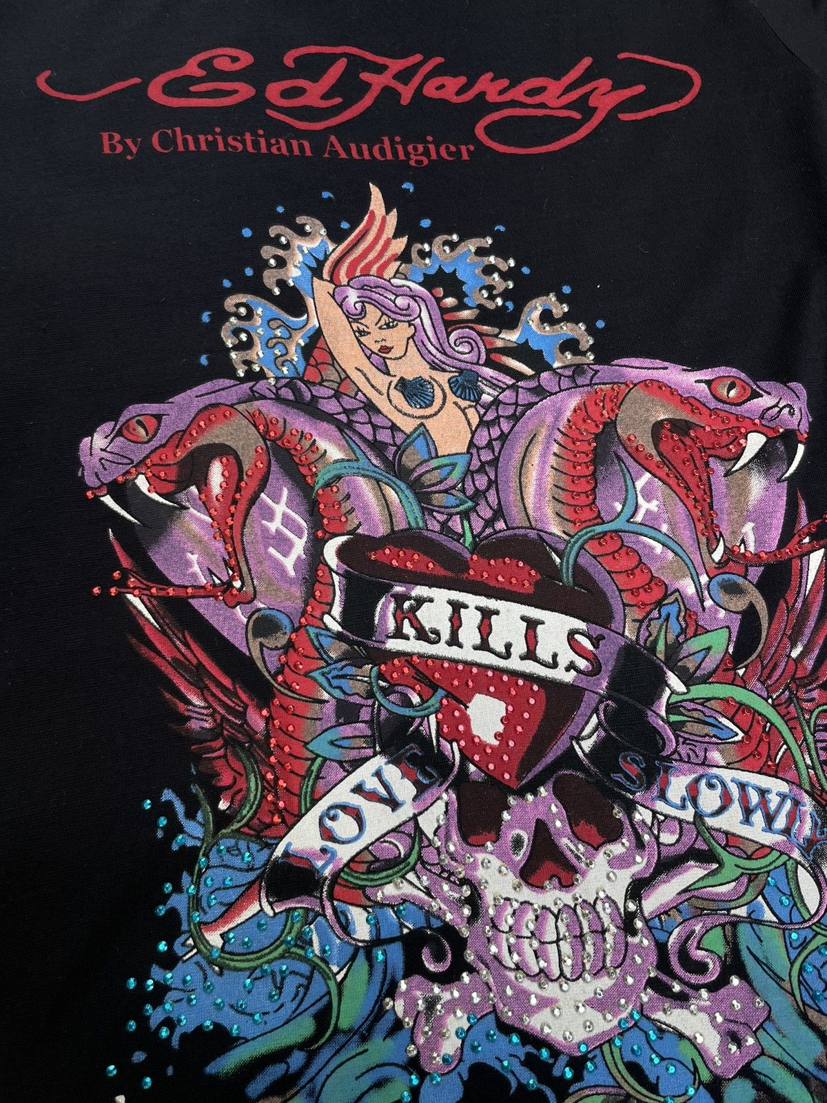 Ed Hardy Vintage Ed Hardy Mermaid Y2K Black T-Shirt Japan RARE Size M / US 6-8 / IT 42-44 - 5 Thumbnail
