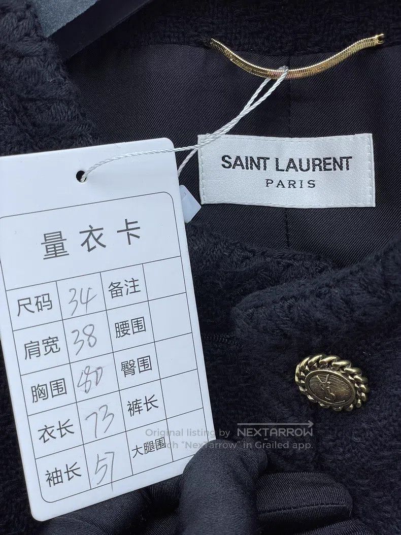 Saint Laurent Paris Saint Laurent Paris Gold button coarse tweed woven jacket Size XXS / US 00 / IT 34 - 5 Thumbnail