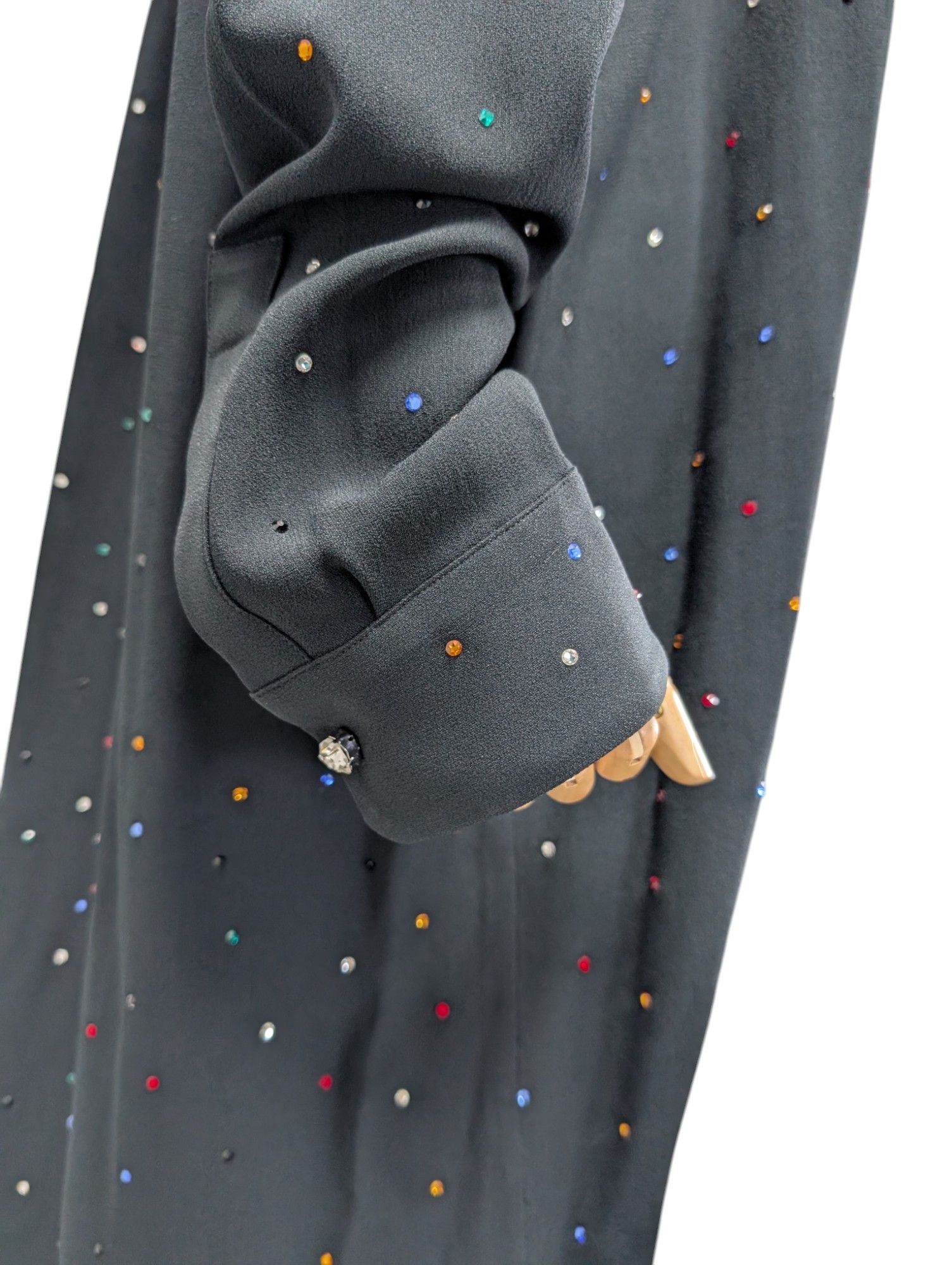 Christopher Kane Black Shirt Dress With Multi Color Crystal Embellishments Size M / US 6-8 / IT 42-44 - 6 Thumbnail