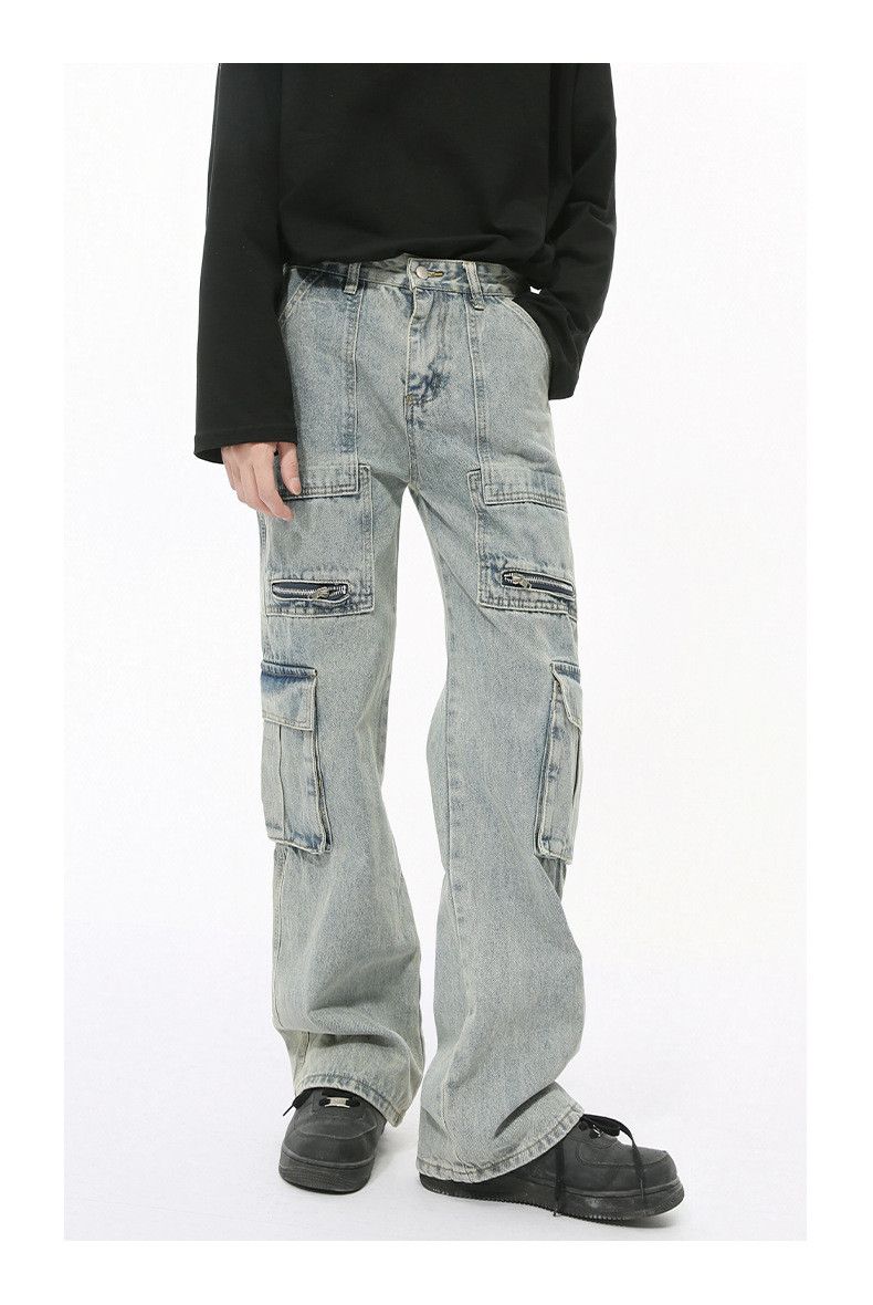 Japanese Brand × Jean Washed zip-up multi-pocket cargo jeans Size US 32 / EU 48 - 2 Thumbnail