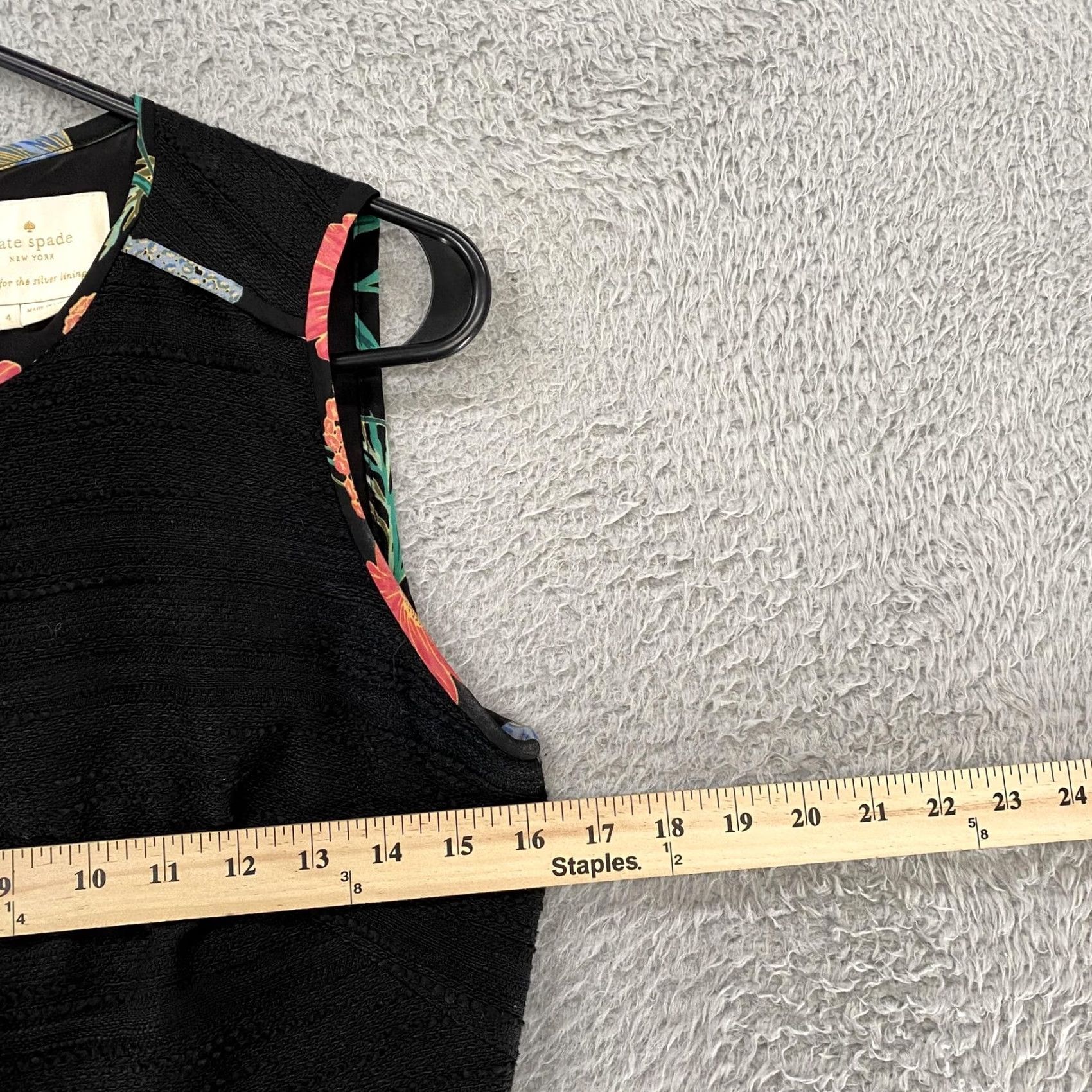 Vintage VINTAGE Kate Spade New York Tweed Dress Womens 4 Black Fit Flare Floral Blossom Trim Size S / US 4 / IT 40 - 5 Thumbnail