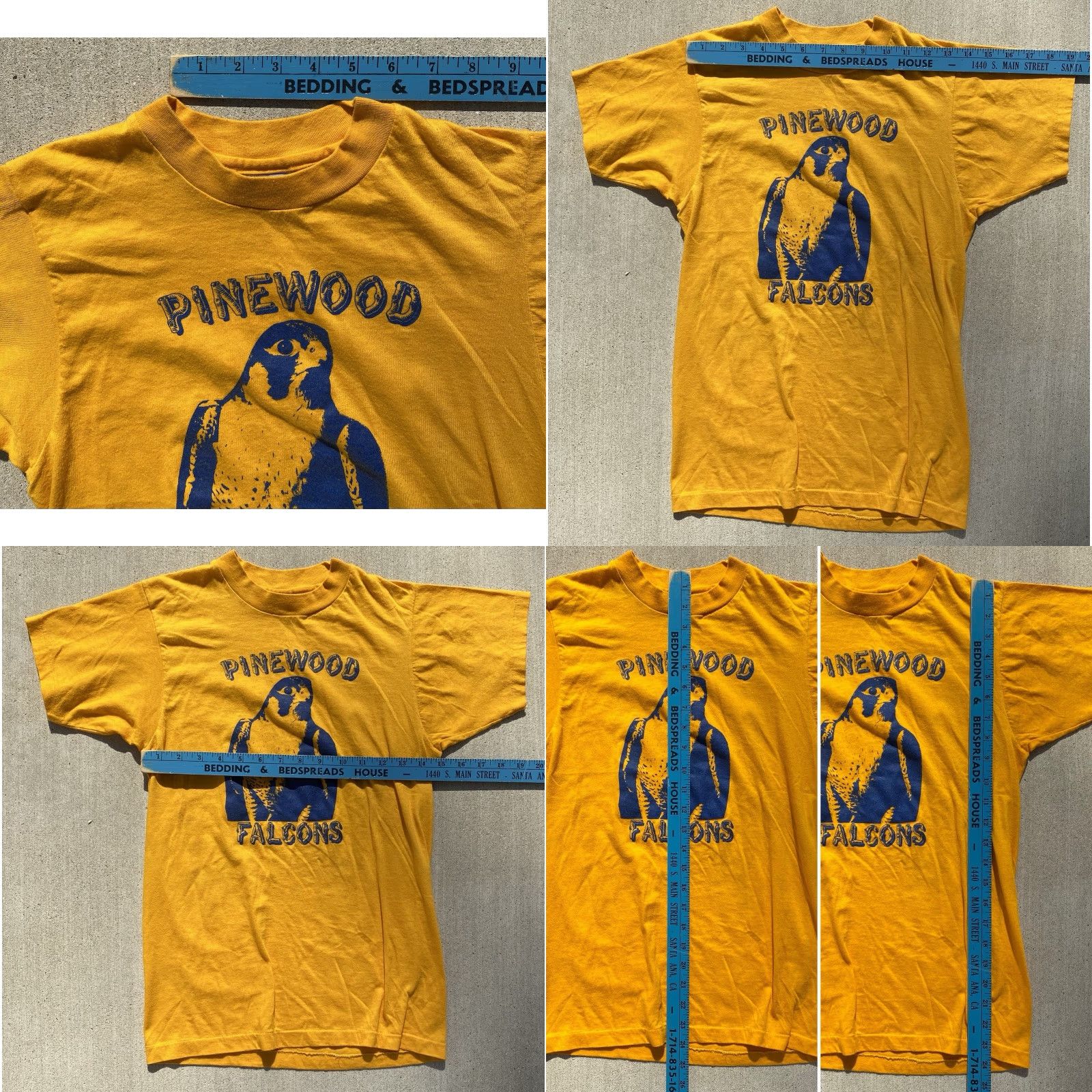 Hanes VINTAGE Hanes T-Shirt 1980s Pinewood Falcons 80s Graphic Print Short Sleeve Yellow Size S Mens Size US S / EU 44-46 / 1 - 11 Thumbnail