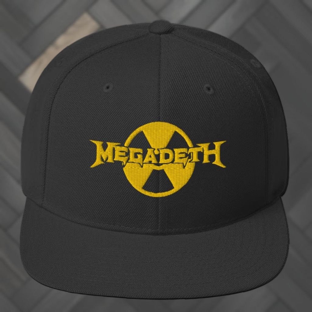 Logo 7 VINTAGE not applicable; Megadeth Logo Snapback Hat Black Officially Licensed Size ONE SIZE - 1 Preview