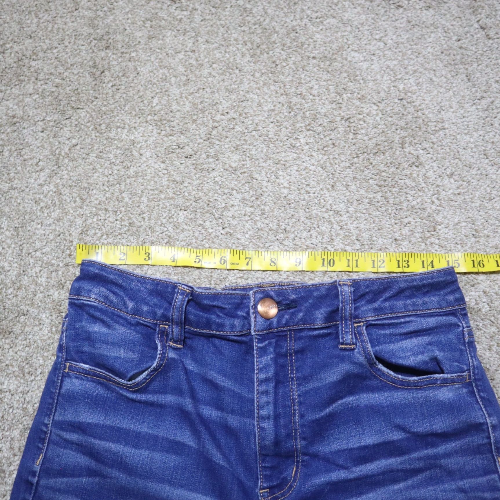 American Eagle Outfitters American Eagle Outfitters Jeans Jegging 14 Blue Denim High Rise 360 Super Stretch 14R Women Mens Size 36" / US 14 / IT 50 - 5 Thumbnail