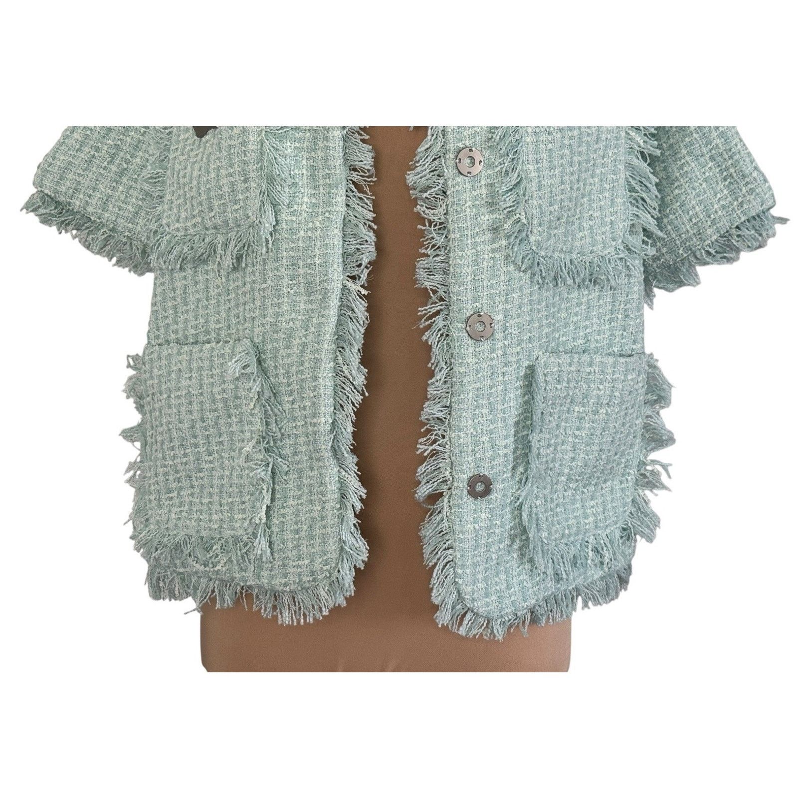 Other RIXO STREET Mint Tweed Wool Fringe Designer Blazer Jacket M Size M / US 6-8 / IT 42-44 - 5 Thumbnail