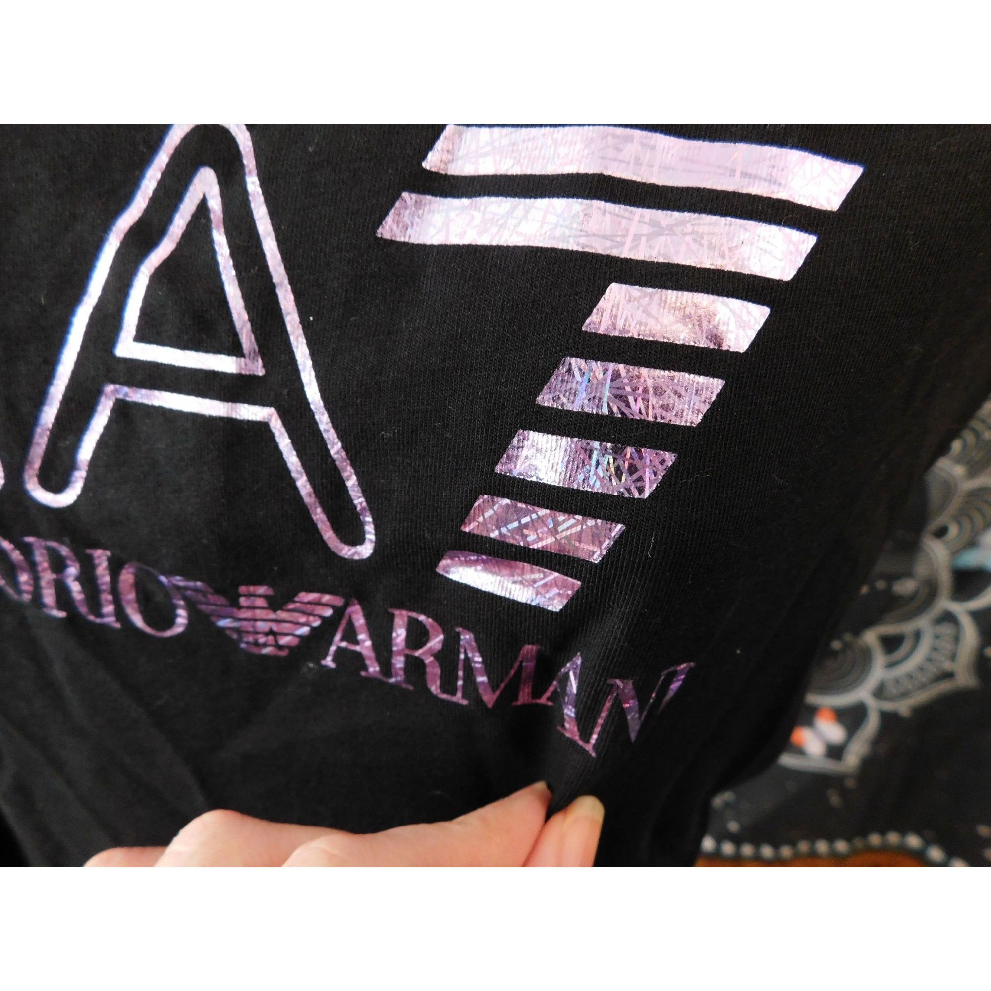 Emporio Armani Emporio Armani Holographic Logo Black And Purple Shirt Size M / US 6-8 / IT 42-44 - 3 Thumbnail