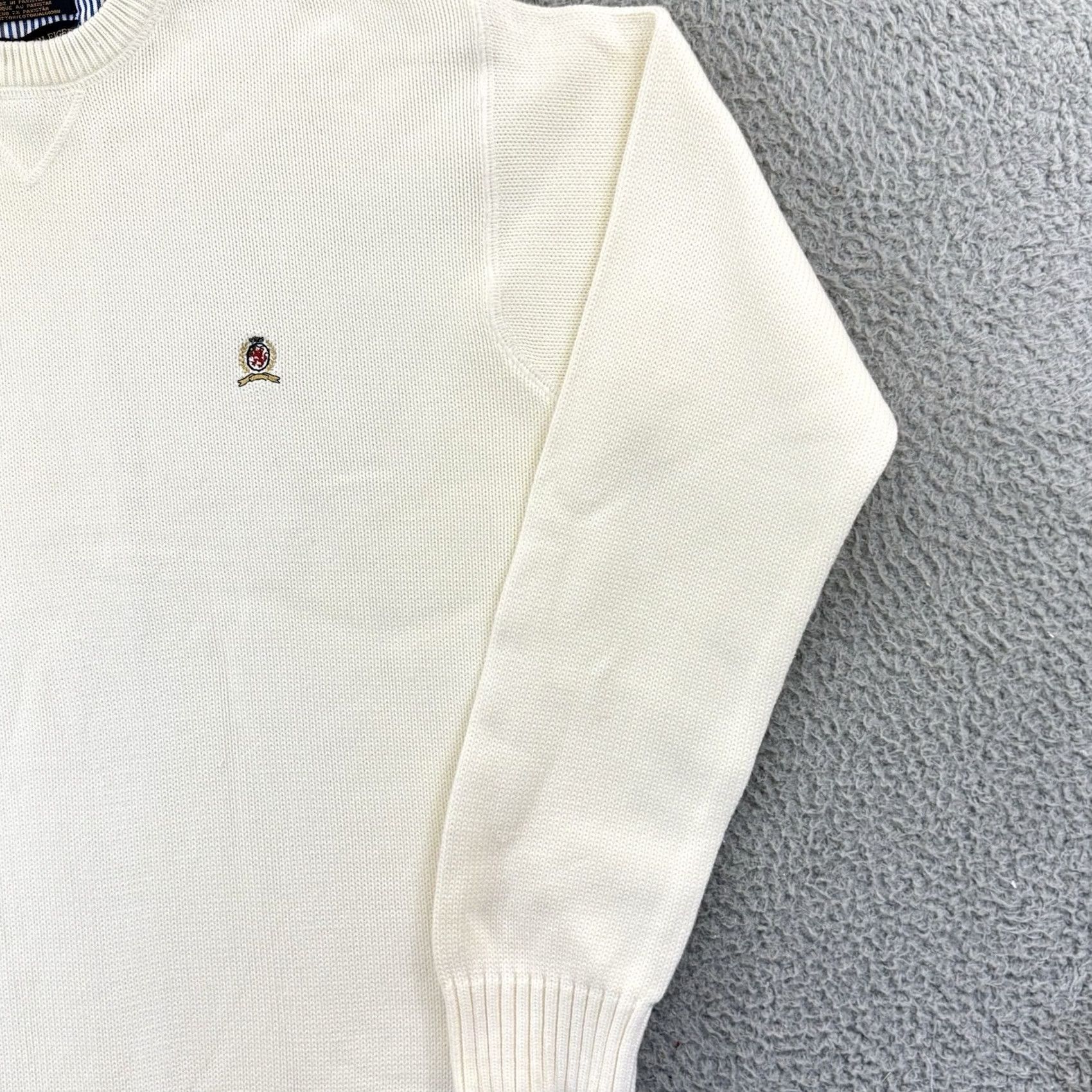 Tommy Hilfiger VINTAGE Tommy Hilfiger Sweater Mens XL White Ribbed Knit 90s Long Sleeve Preppy Size US XL / EU 56 / 4 - 5 Thumbnail