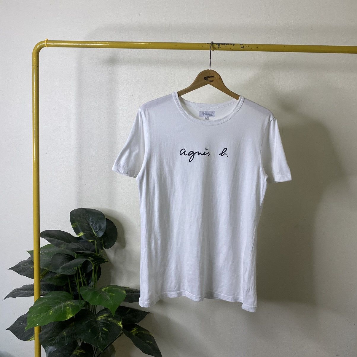agnes b. Agnes B Homme Paris Script White T Shirt Size US M / EU 48-50 / 2 - 1 Thumbnail