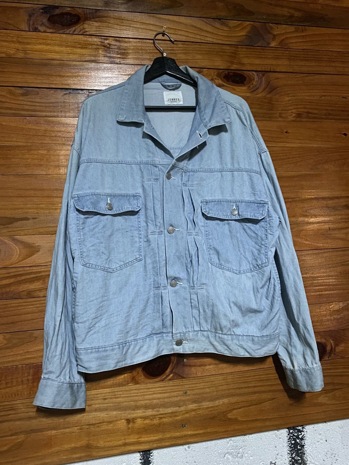 JUN MEN JunRed Light Wash Denim Jacket – Japanese Oversized Boxy Fit Size US M / EU 48-50 / 2 - 5 Thumbnail