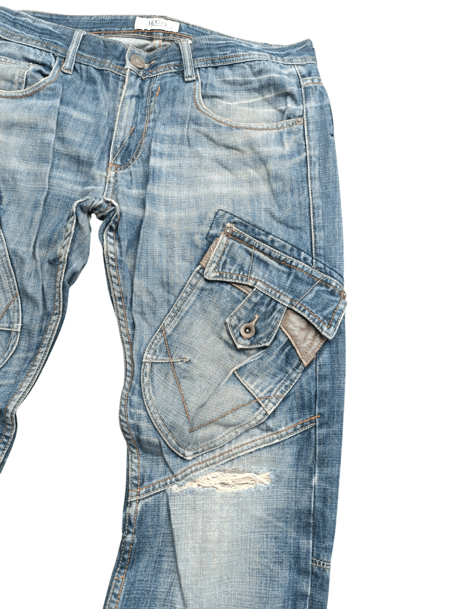 Japanese Brand FYEE 🔥 IKCA DISTRESSED RARE DESIGN DENIM E240i Size US 34 / EU 50 - 5 Thumbnail