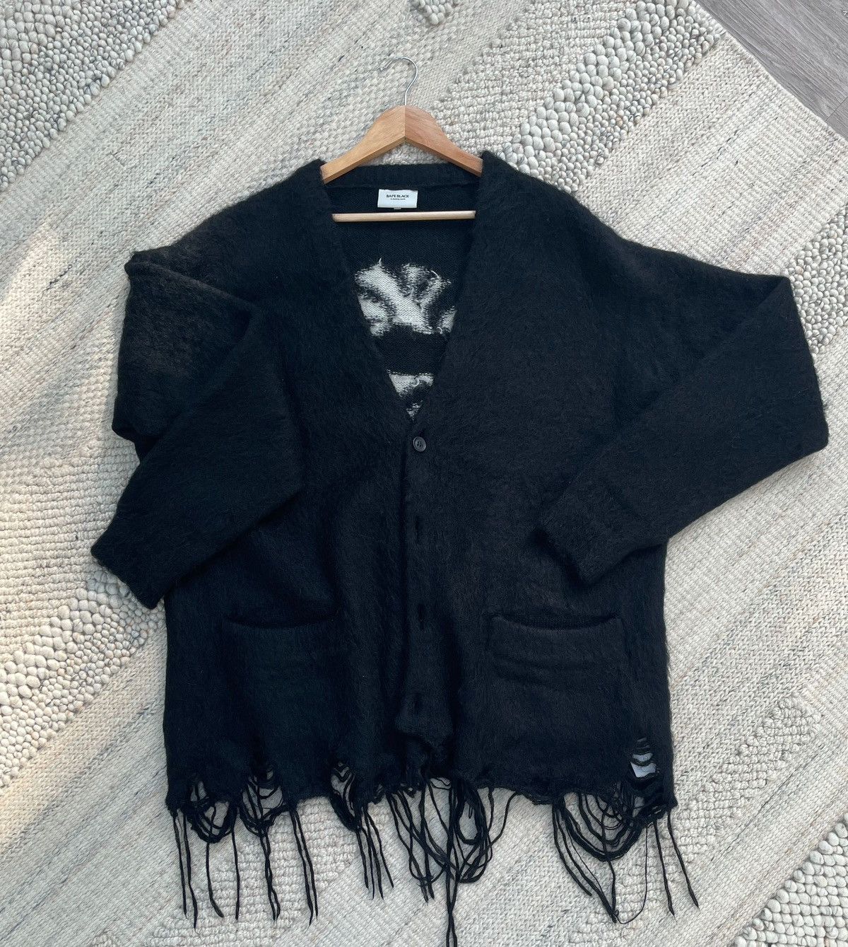 Bape Bape Black Mohair Distressed Cardigan Size US M / EU 48-50 / 2 - 2 Thumbnail