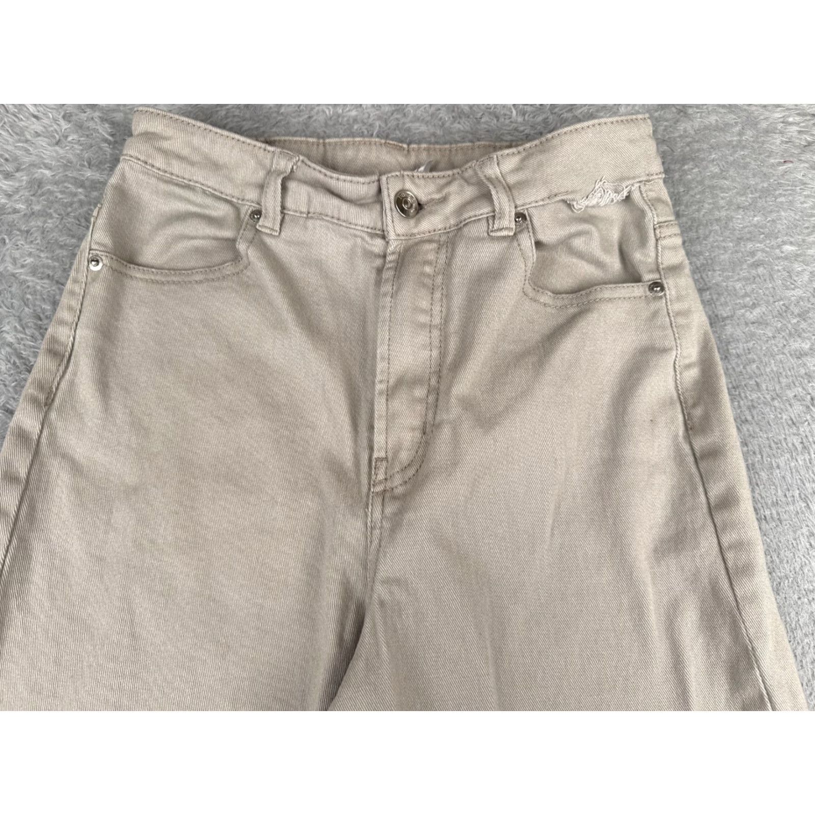 Vintage Divided Jeans Women 6 Beige Denim High Rise Wide Leg Distressed Cotton 26x30 Size 28" / US 6 / IT 42 - 4 Thumbnail