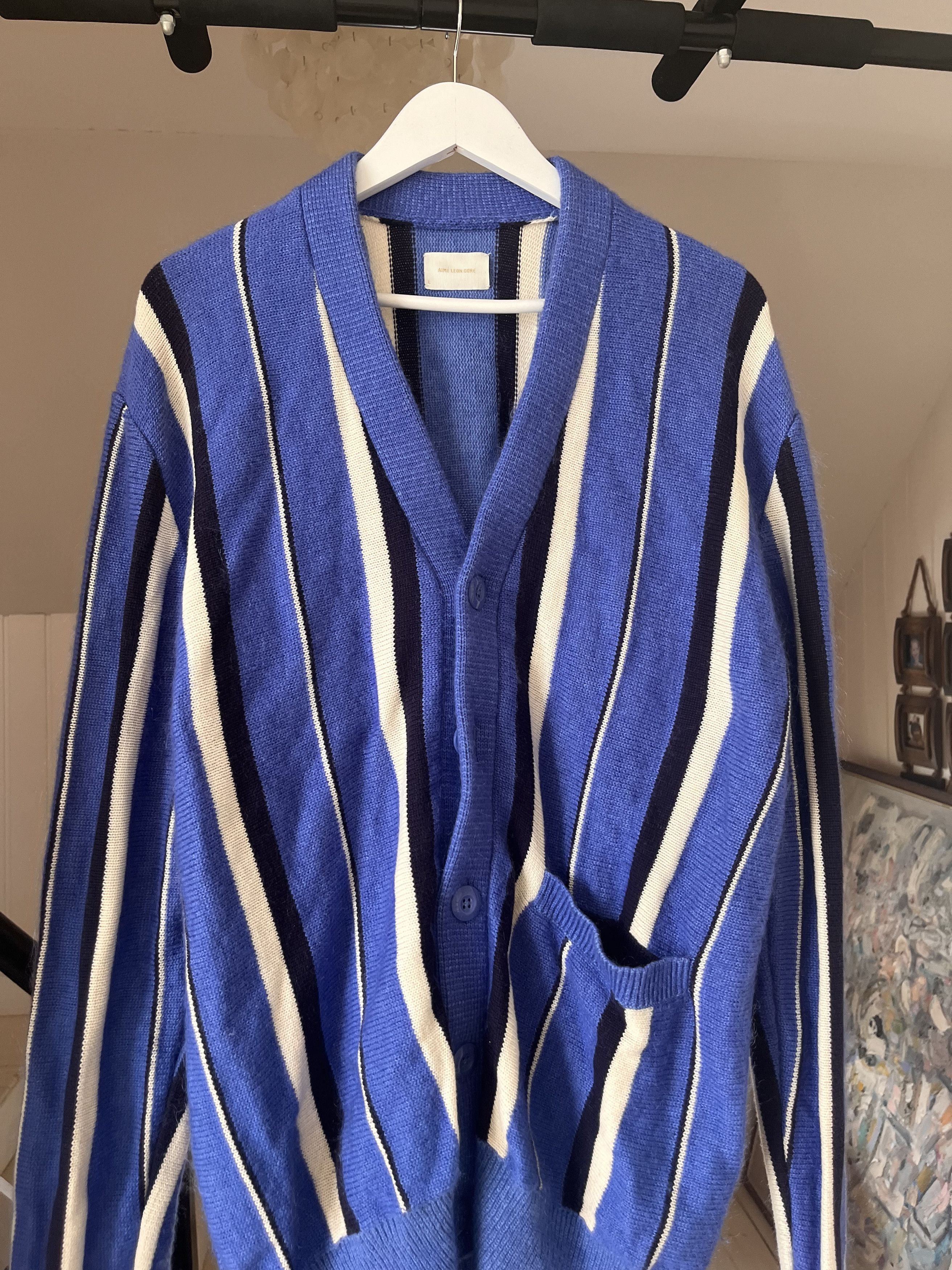 Aime Leon Dore Aime Leon Dore Striped Mohair Cardigan Goldenrod Size US L / EU 52-54 / 3 - 1 Thumbnail