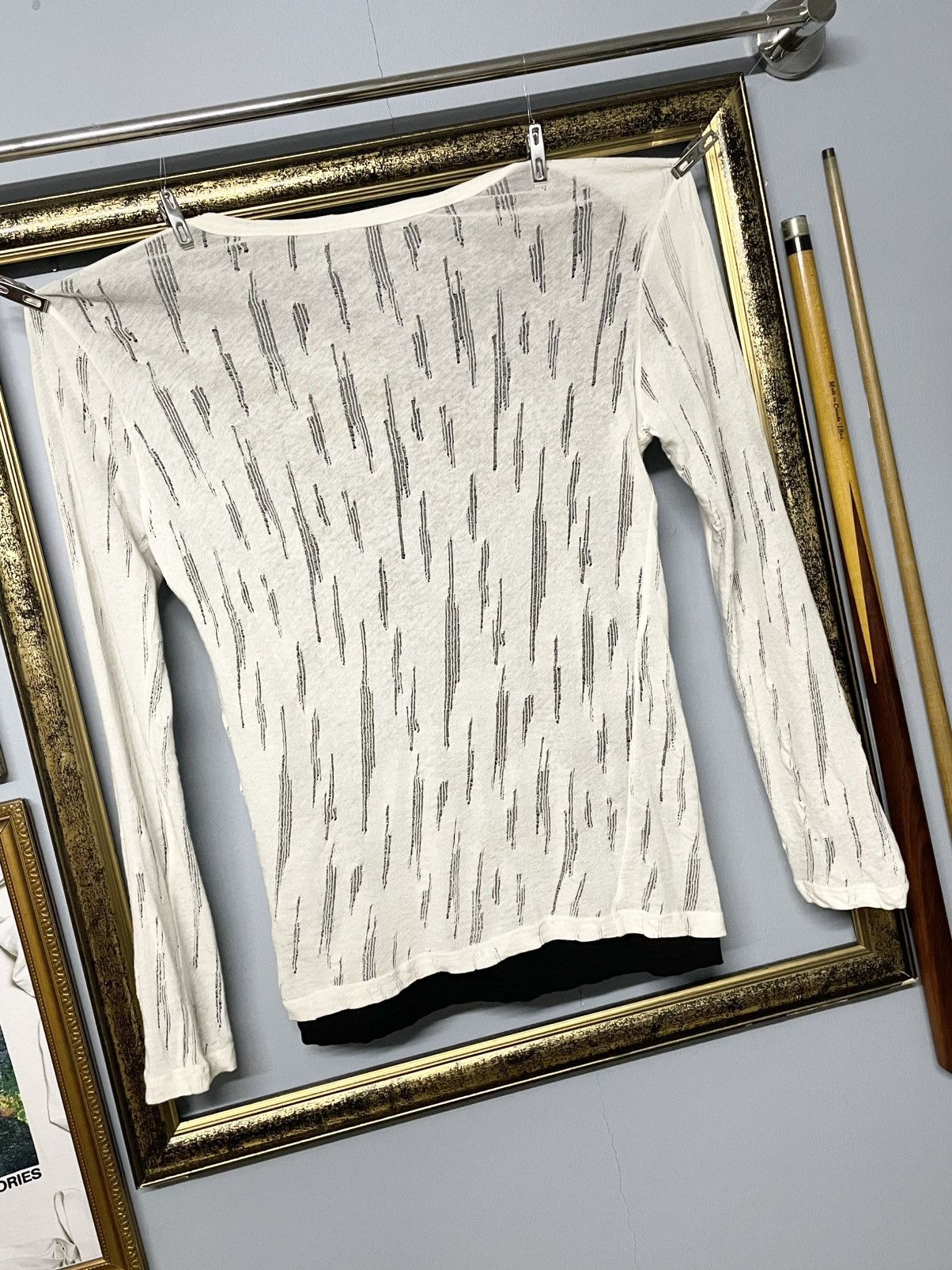 Yohji Yamamoto Vintage Yohji Yamamoto Distressed Pattern Thin Longsleeve Size US M / EU 48-50 / 2 - 9 Thumbnail