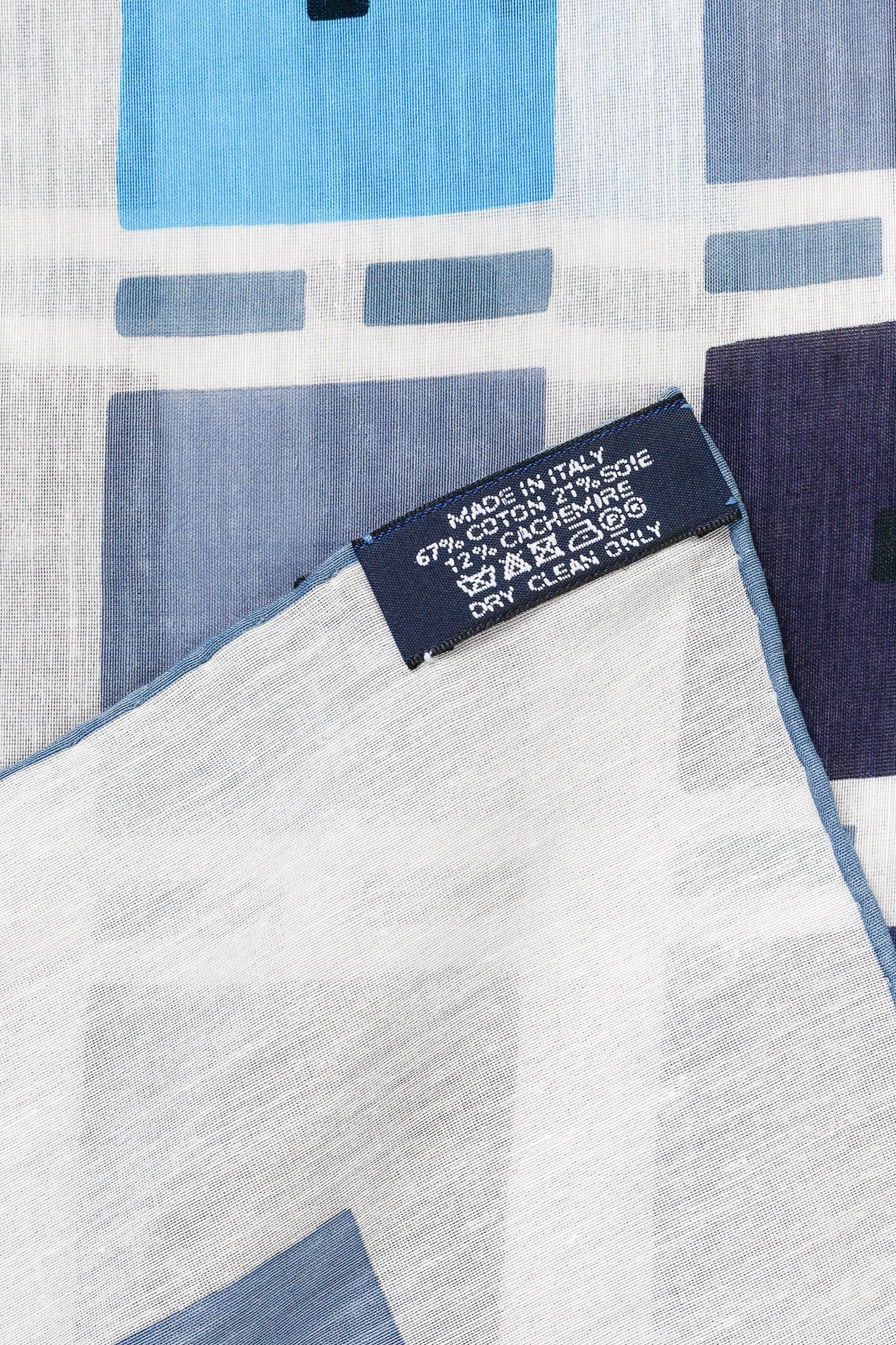 Hermes Hermes 140 White & Blue Cotton-Blend Square-Print Scarf Size ONE SIZE - 5 Thumbnail