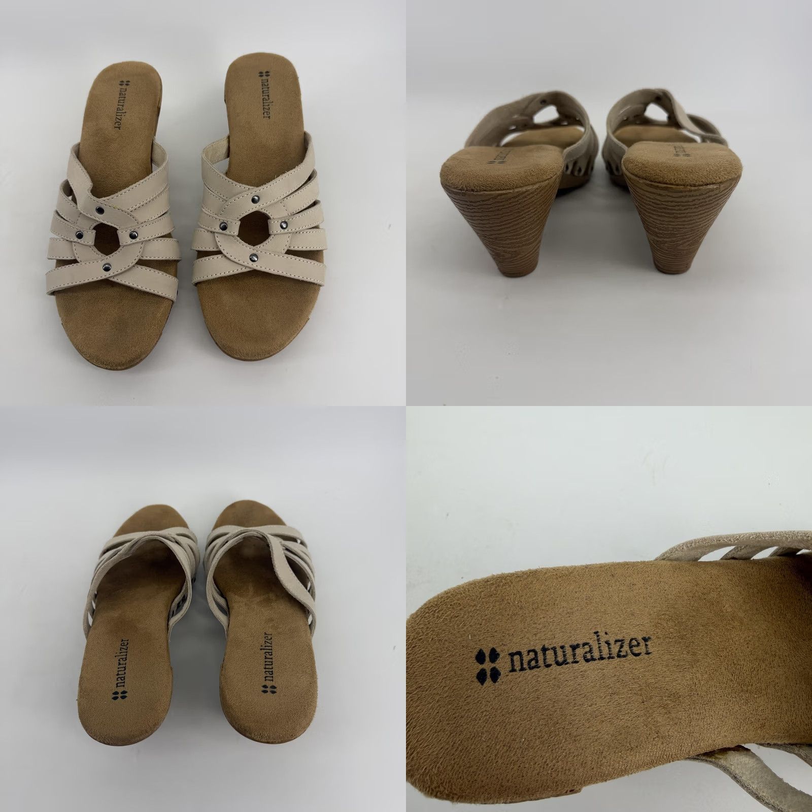 Naturalizer Naturalizer Captain-Rice Nubuck Sandals Womens Size 9M Tan Beige Wedge Comfort Slips On Strappy Size US 9 / IT 39 - 8 Thumbnail