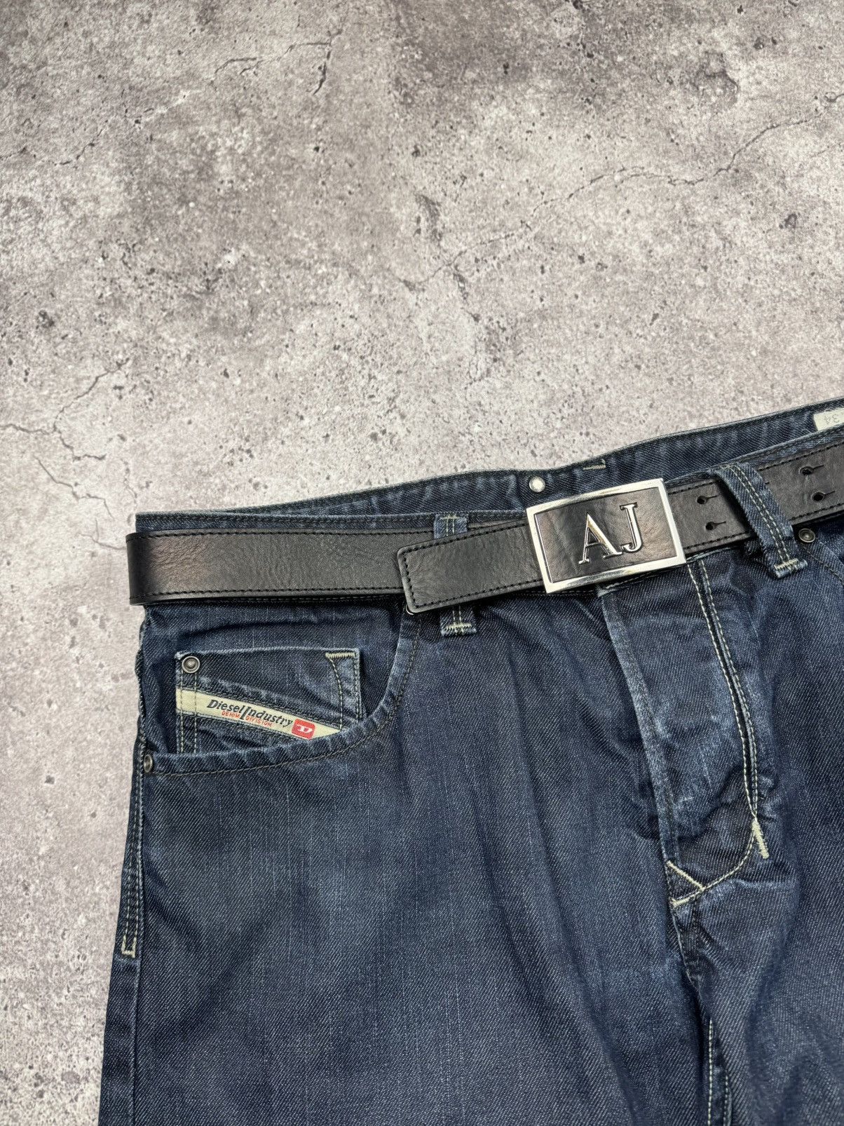 Armani Vintage Armani Jeans Leather Black Belt Rare Buckle Logo Size ONE SIZE - 2 Thumbnail