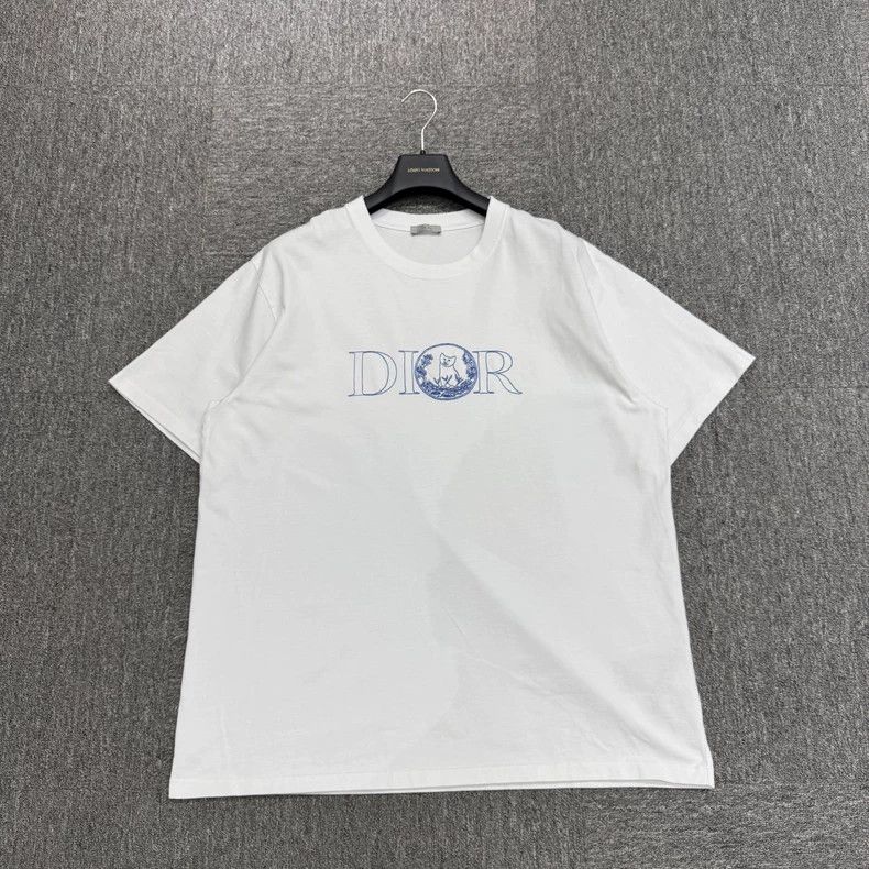Dior Cat Alphabet Embroidered T-shirt