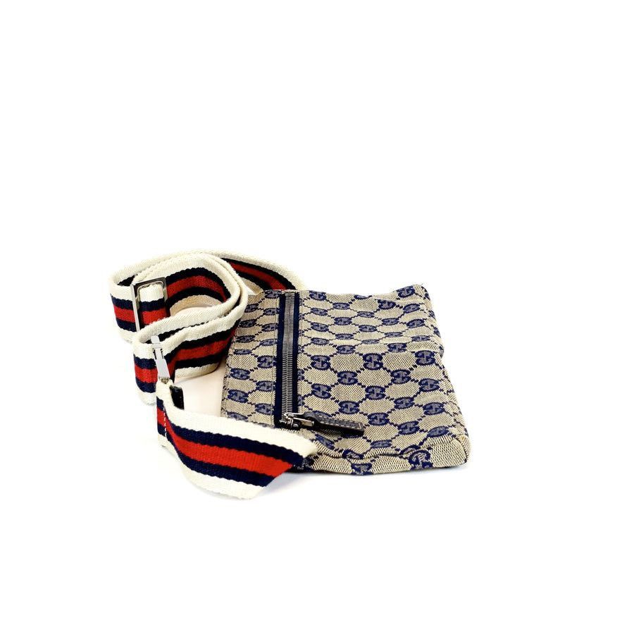 Gucci Authentic GUCCI BLUE GG Canvas lined pocket Belt bag Size ONE SIZE - 5 Thumbnail