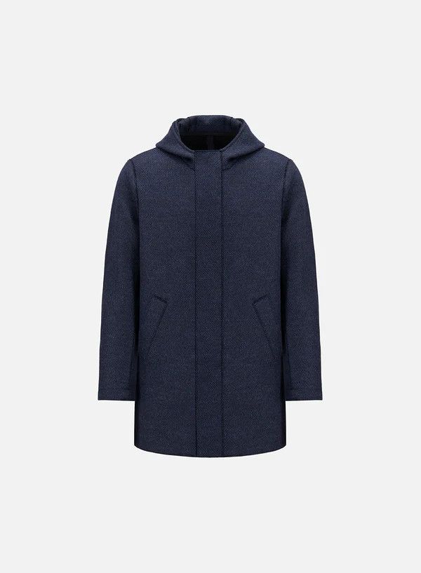 Harris Wharf London o1s22i1n1024 Boiled Wool Hooded Coat in Blue Size US M / EU 48-50 / 2 - 1 Thumbnail