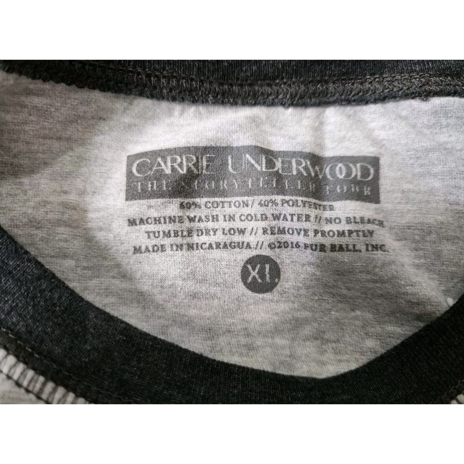 Vintage Carrie Underwood Shirt Mens XL Raglan 2016 Storyteller Tour Baseball Gray Size US XL / EU 56 / 4 - 5 Thumbnail