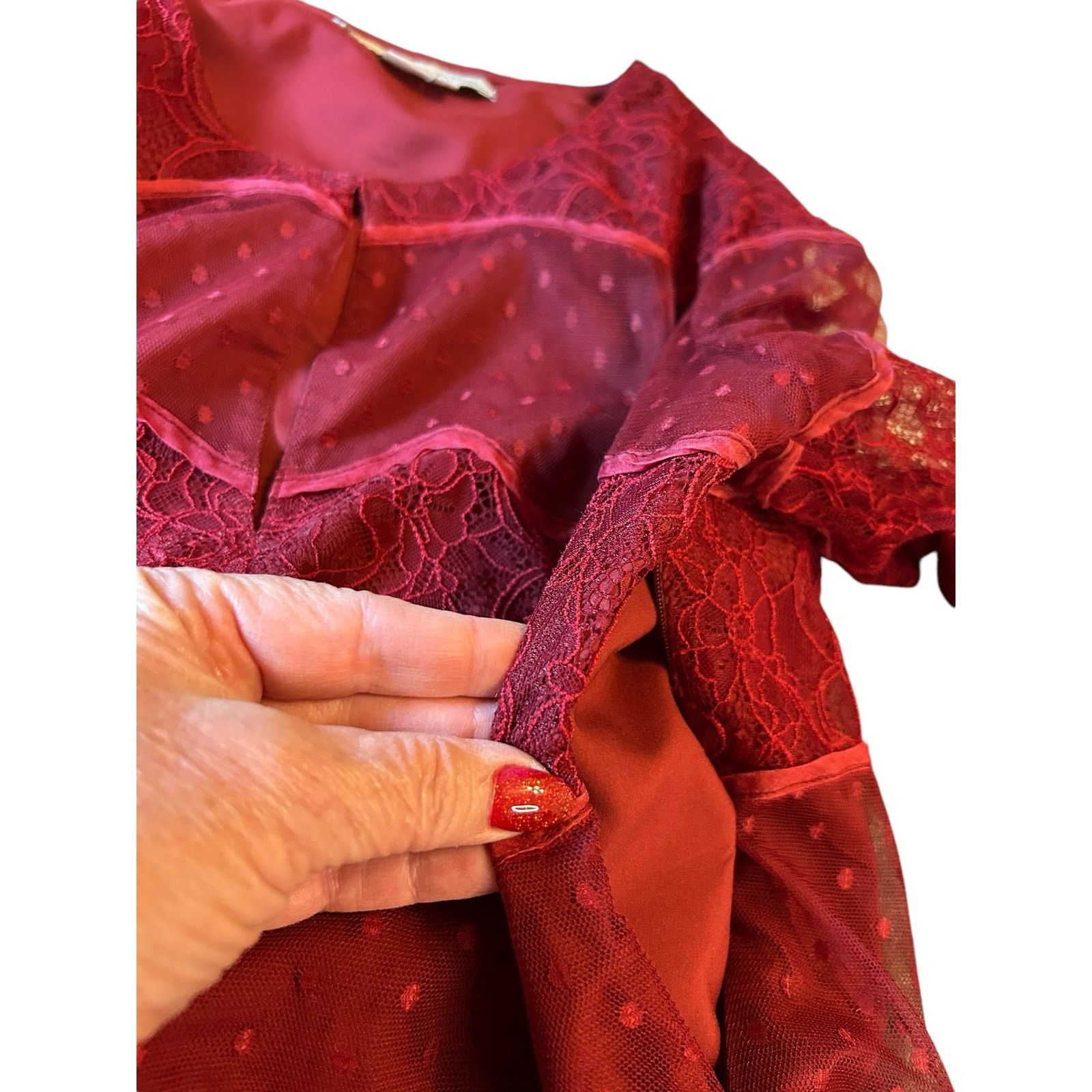 Sachin & Babi Sachin & Babi Red Lace Dress - Size 6 Size M / US 6-8 / IT 42-44 - 9 Thumbnail