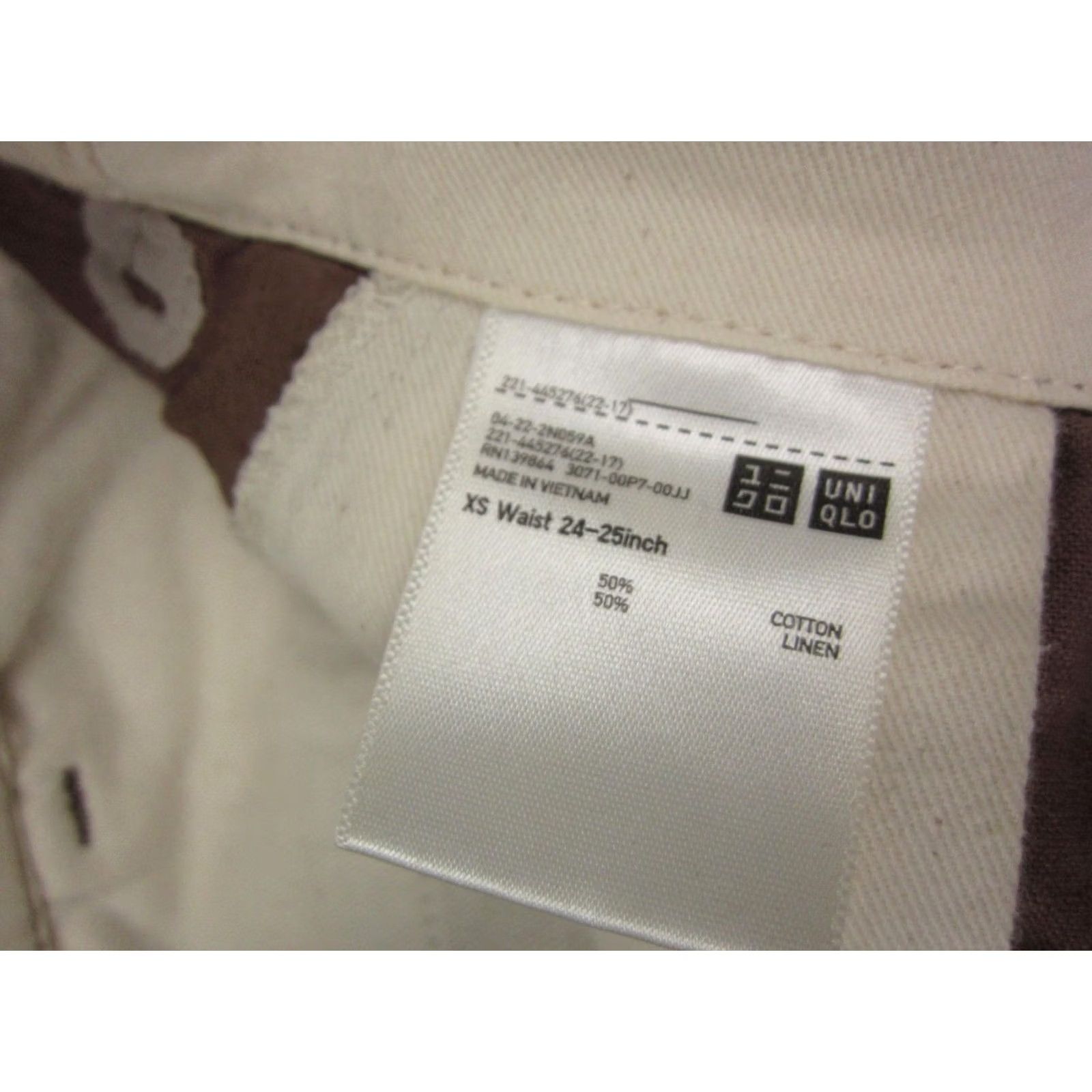 Uniqlo Uniqlo Pants Womens XS Brown Linen Cotton Straight Tapered Casual Size 26" / US 2 / IT 38 - 3 Thumbnail