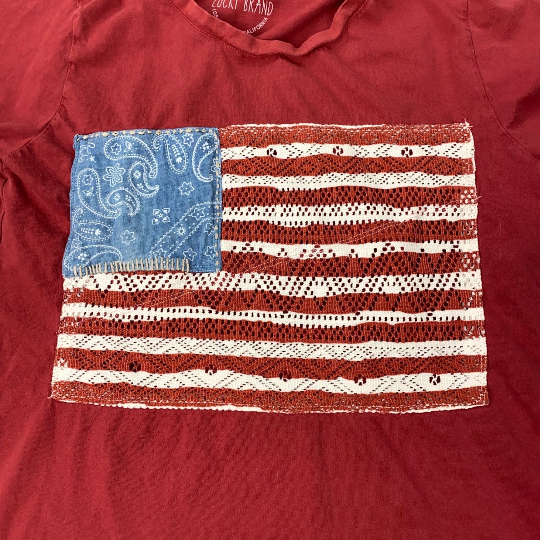 Lucky Brand Lucky Brand Shirt Women Small Red T-Shirt Short Sleeve Crew Neck Casual Size S / US 4 / IT 40 - 2 Thumbnail
