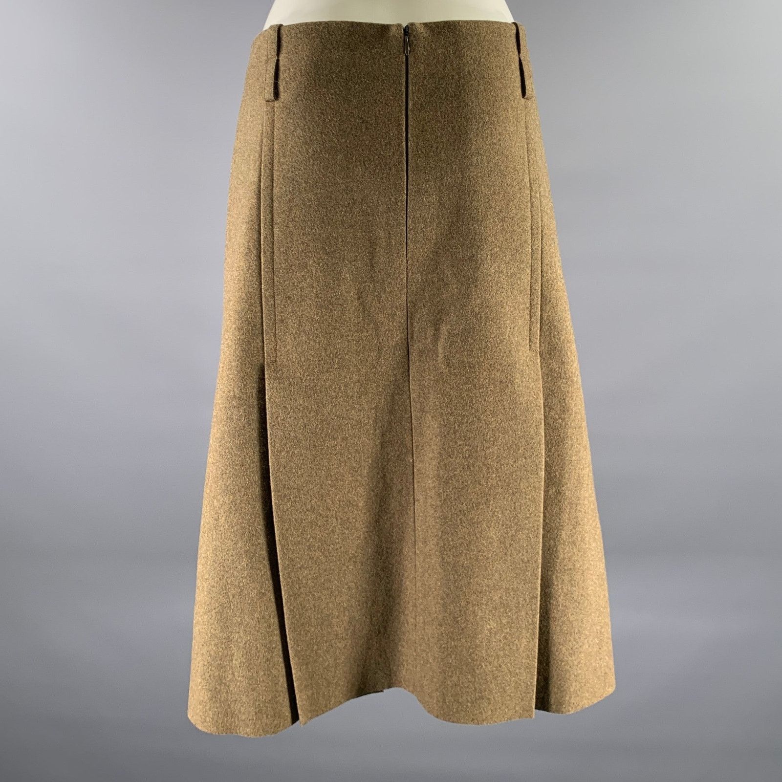 Victoria Beckham VICTORIA BECKHAM Size 10 Olive Merino Wool Mid-Calf Skirt Size 32" / US 10 / IT 46 - 2 Thumbnail