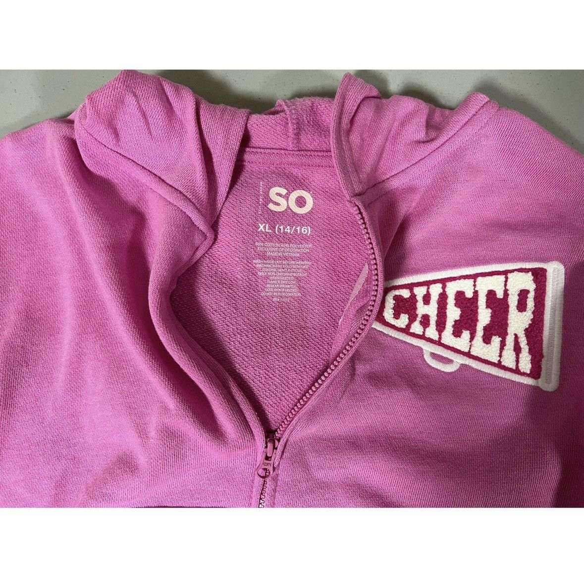 Vintage SO Pink ‘Cheer’ Cheerleader Zipper Sweatshirt Hoodie XL 📣✨ Size XL / US 12-14 / IT 48-50 - 5 Thumbnail