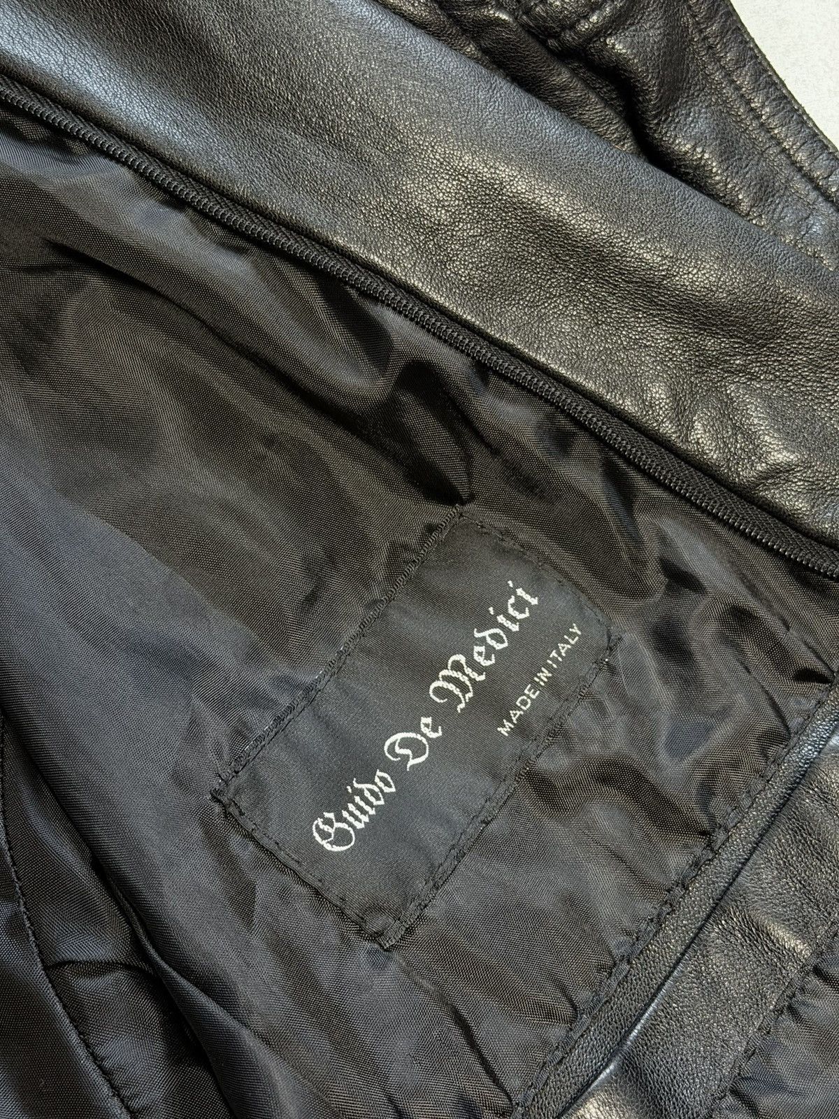 Vintage Vintage Black Shearling Guido Medici Leather Bomber Jacket Size US L / EU 52-54 / 3 - 9 Thumbnail
