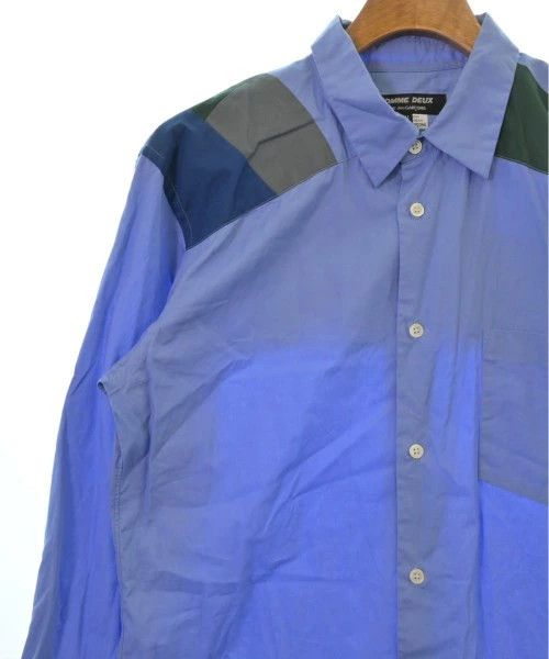 Comme des Garcons Homme Deux Shirt Cotton Long Sleeve Patch Pattern Button Blue x Green Size US M / EU 48-50 / 2 - 4 Thumbnail