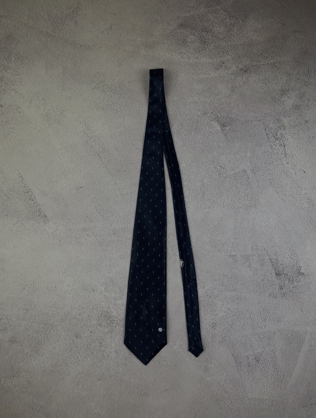 Versace Versace Classic V2 Silk Tie Navy Blue Striped Pattern Hand Size ONE SIZE - 1 Thumbnail