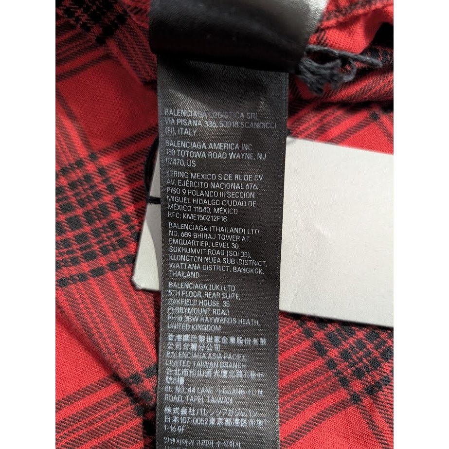 Balenciaga o1rshd1 Hooded Oversized Shirt Check in Red/Black Size US L / EU 52-54 / 3 - 21 Thumbnail