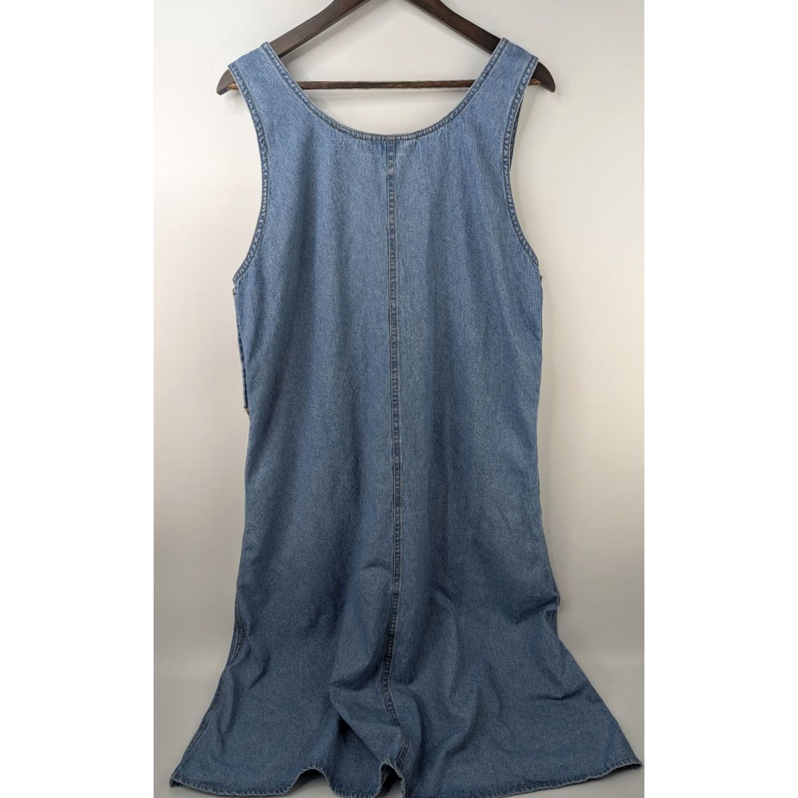 Denime VINTAGE Jane Ashley Denim Floral Embroidered Jumper Womens Dress Maxi Pockets Size L / US 10 / IT 46 - 3 Thumbnail