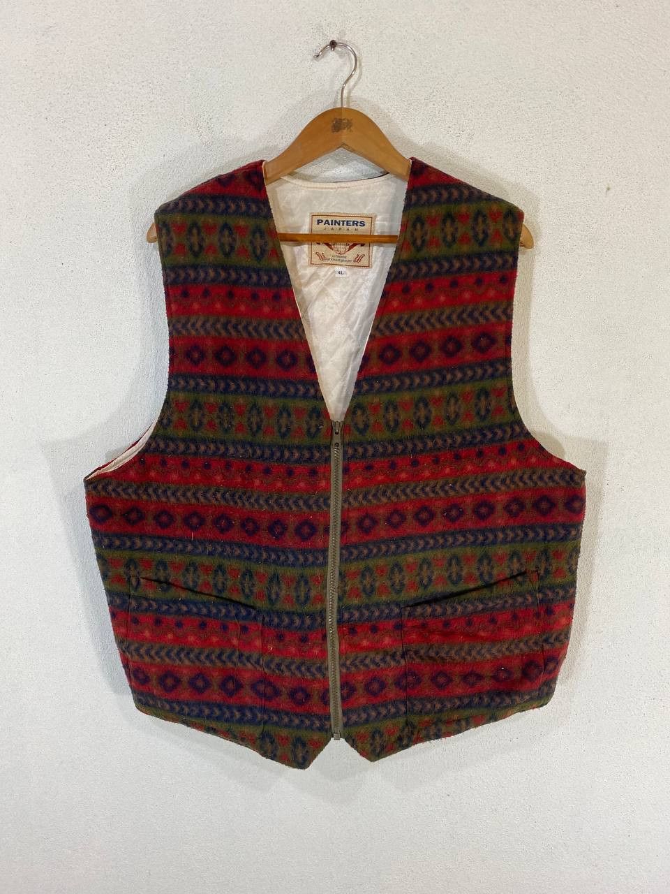 image of Avant Garde x Navajo Painters s Navajo Design Vest in Red, Men's (Size 2XL)